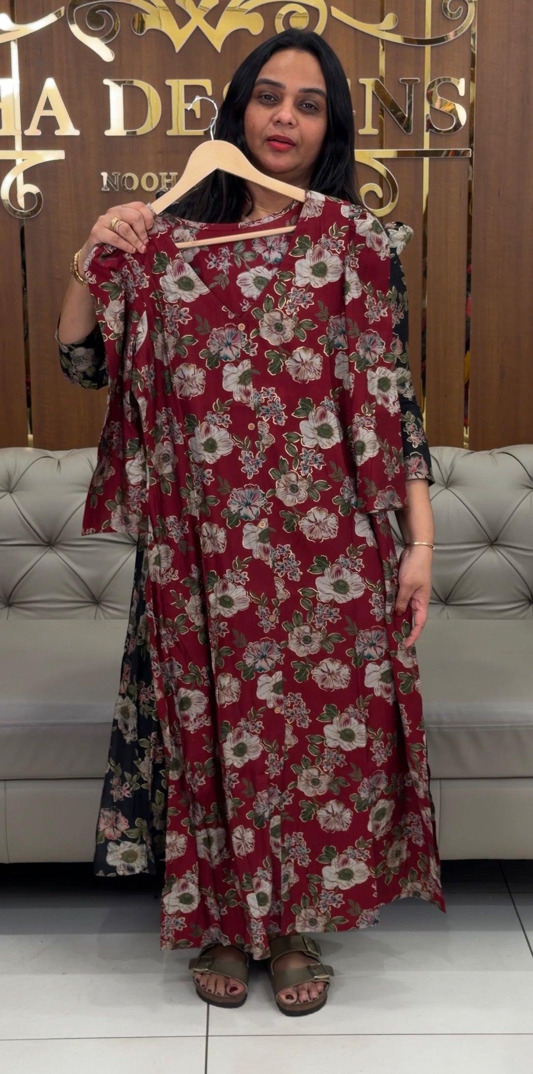 IHA'S IN-HOUSE PRINTED MUL CHANDERI ALINE TOPS - IHA 32276