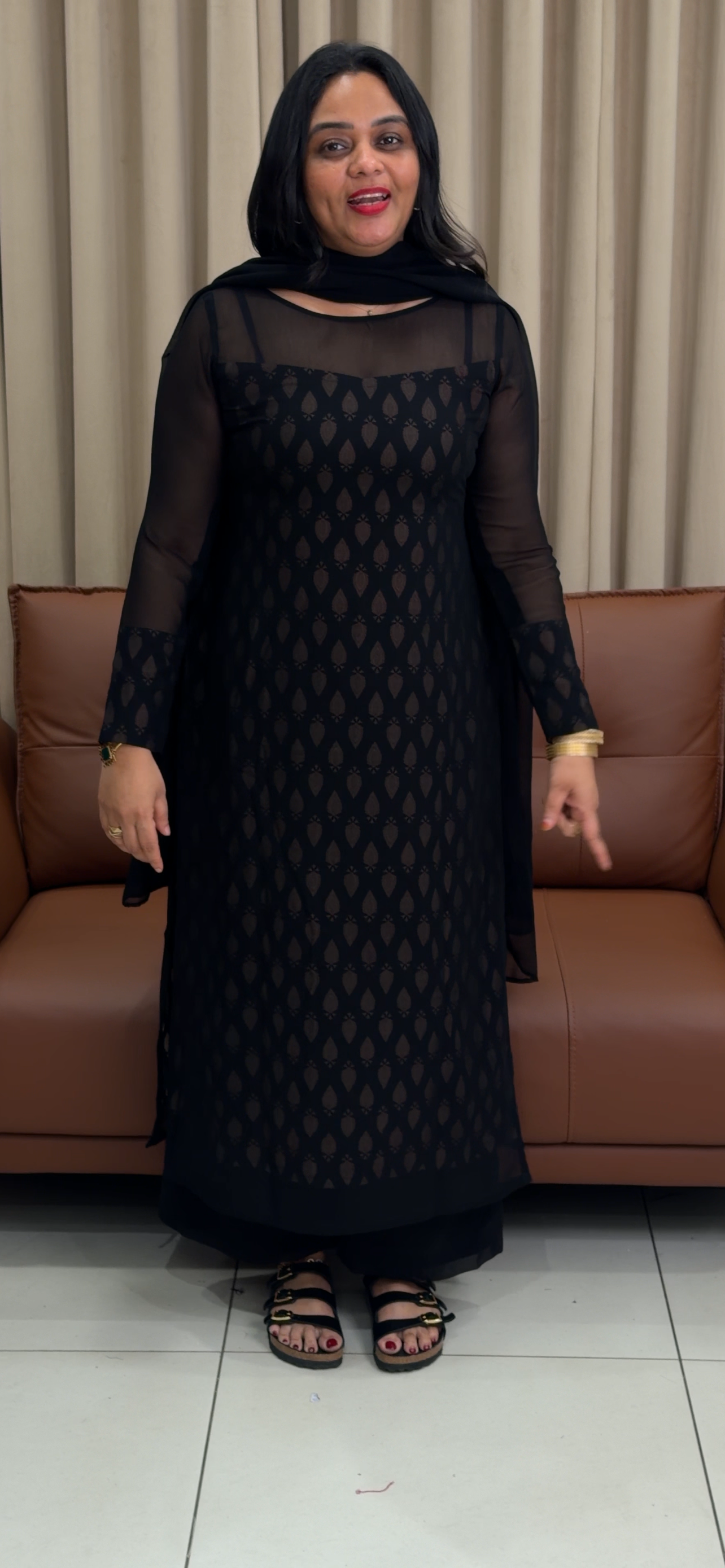 IHA'S IN-HOUSE GEORGETTE SLITTED TOP AND DUPATTA - IHA 34031