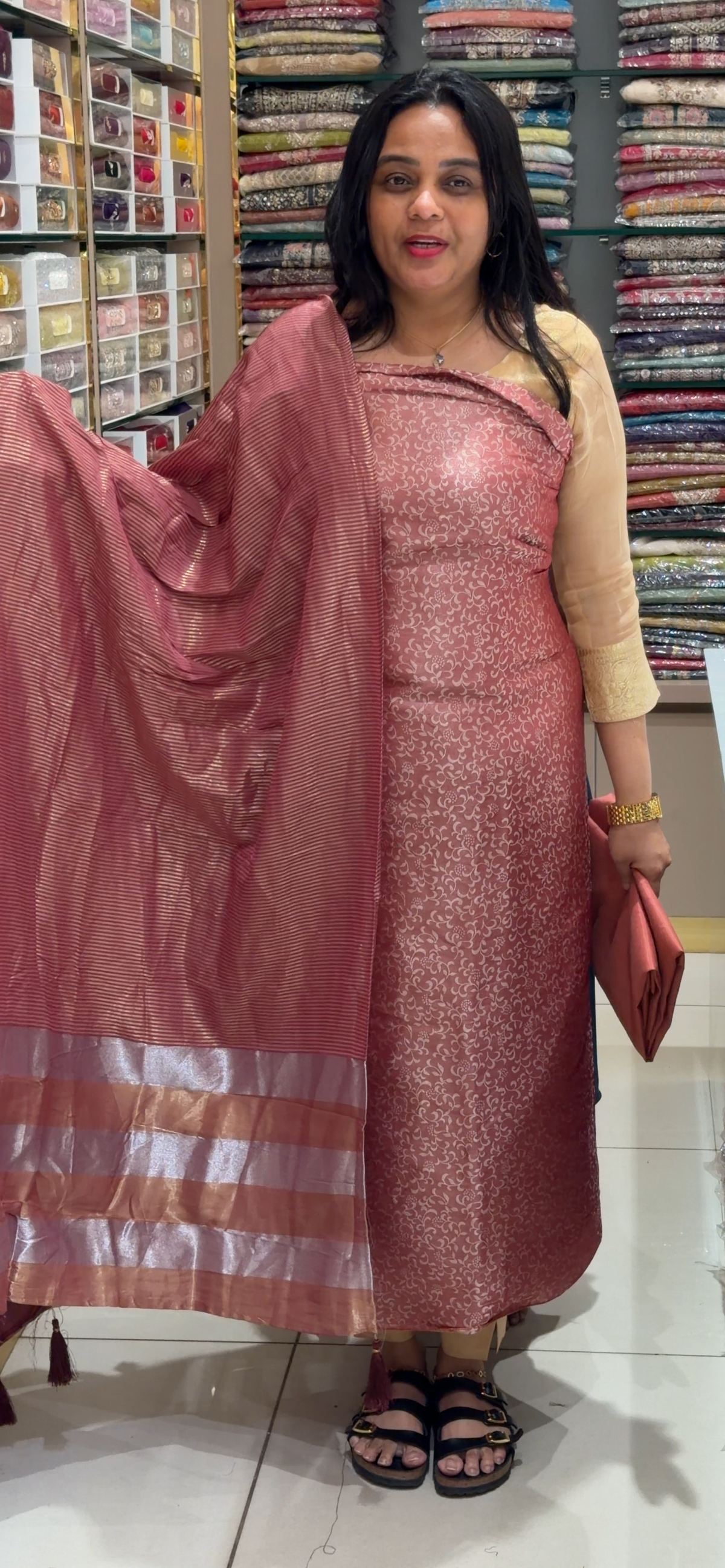 SEMI SILK UNSTITCHED SALWAR SUITS - IHA 35320