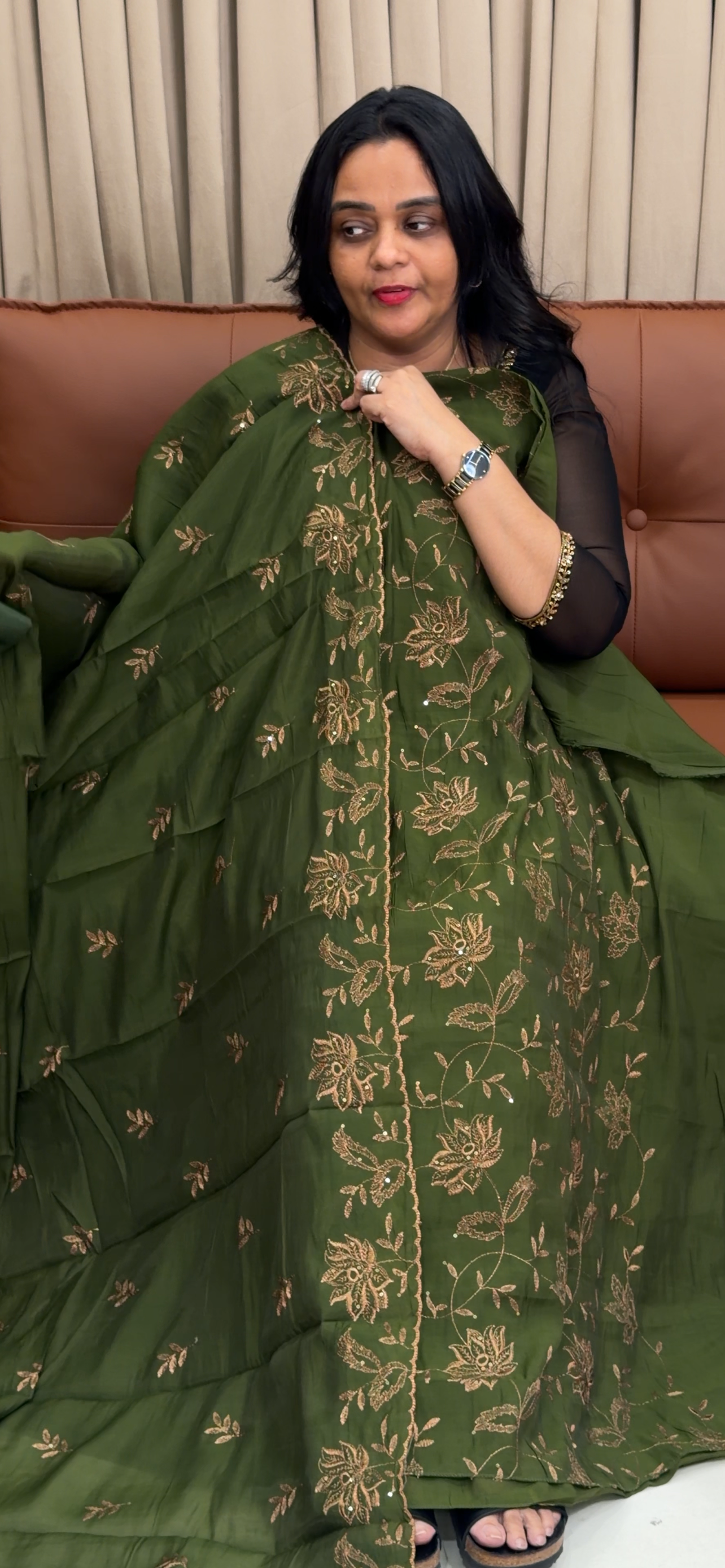 MALAI CHANDERI UNSTITCHED SALWAR SUITS - IHA 35052