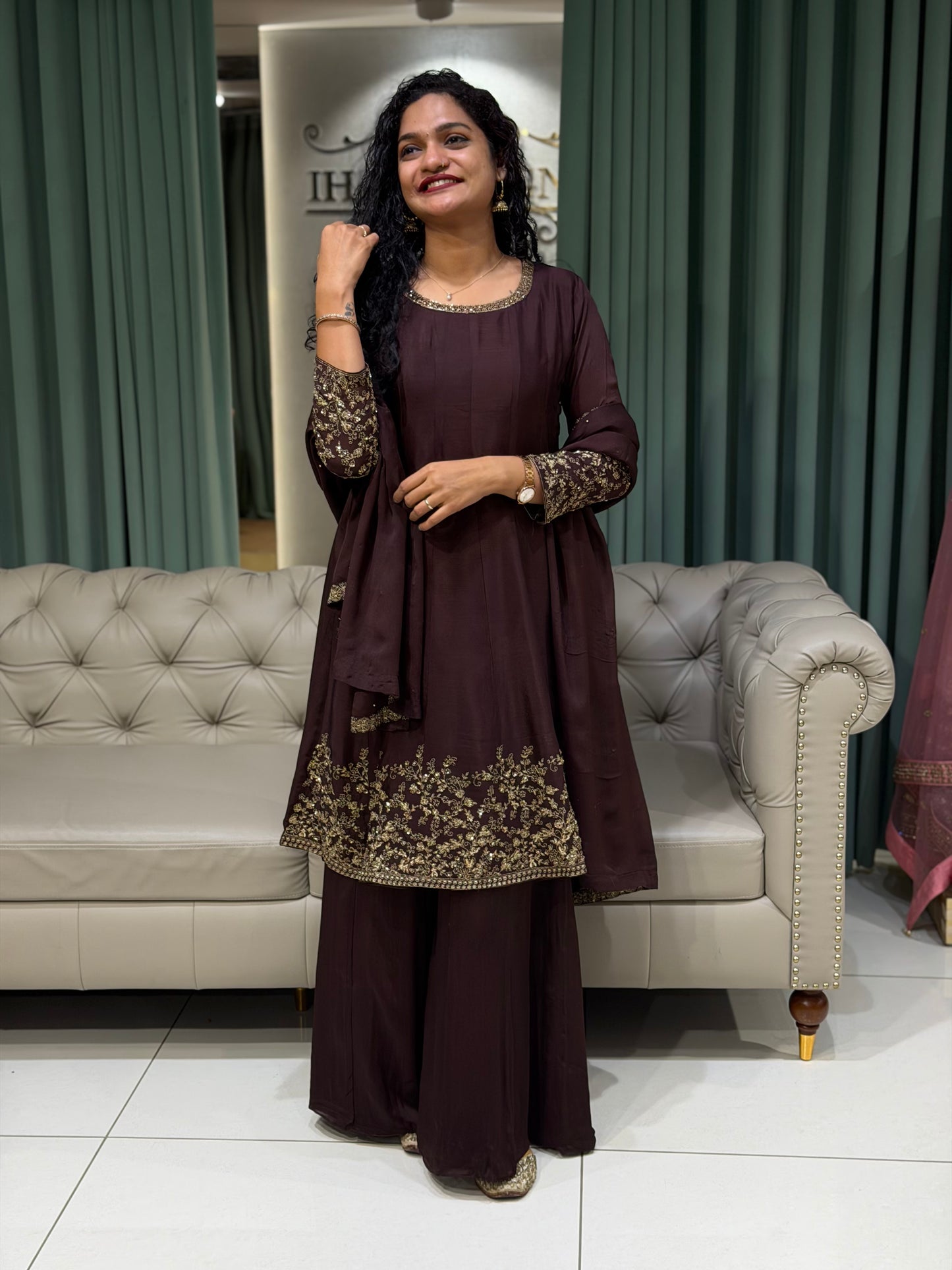 PARTY WEAR TOP, BOTTOM AND DUPATTA - IHA 29849