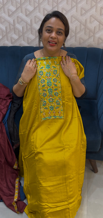 COTTON LINEN KURTA MATERIALS - IHA 28864