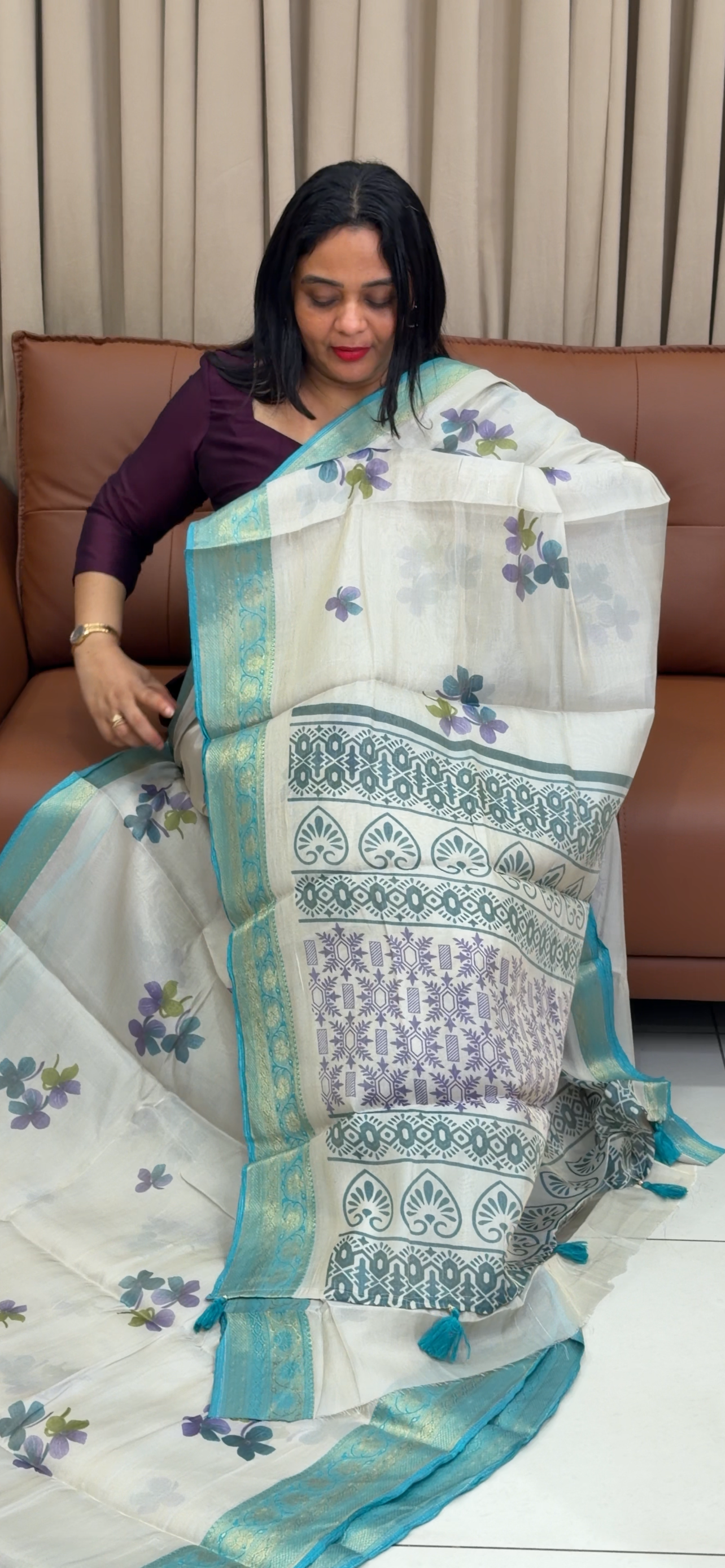 PRINTED TISSUE SAREES - IHA 33805