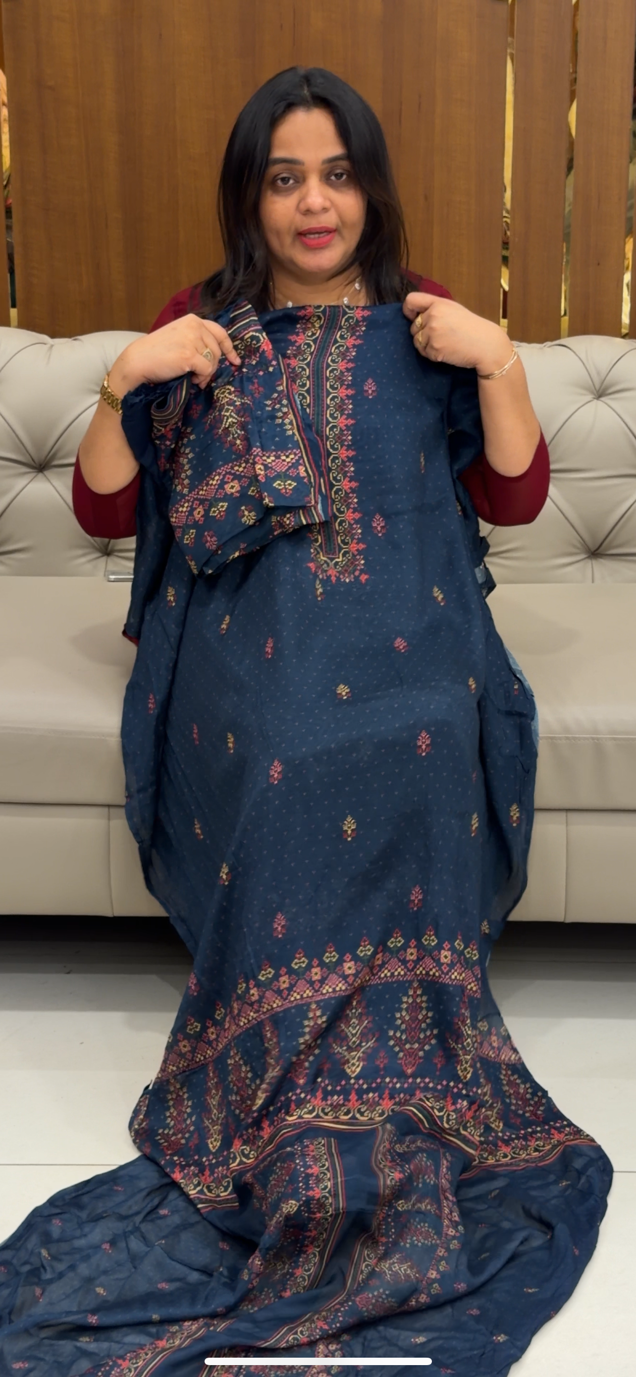 PRINTED CRAPE UNSTITCHED SALWAR SUITS - IHA 28715