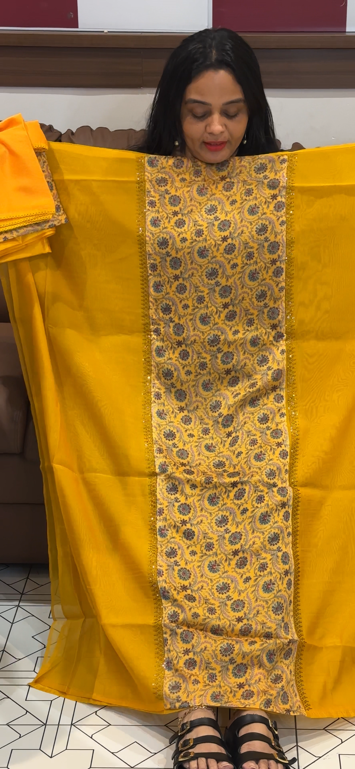 SOFT ORGANZA UNSTITCHED SALWAR SUITS - IHA 35532