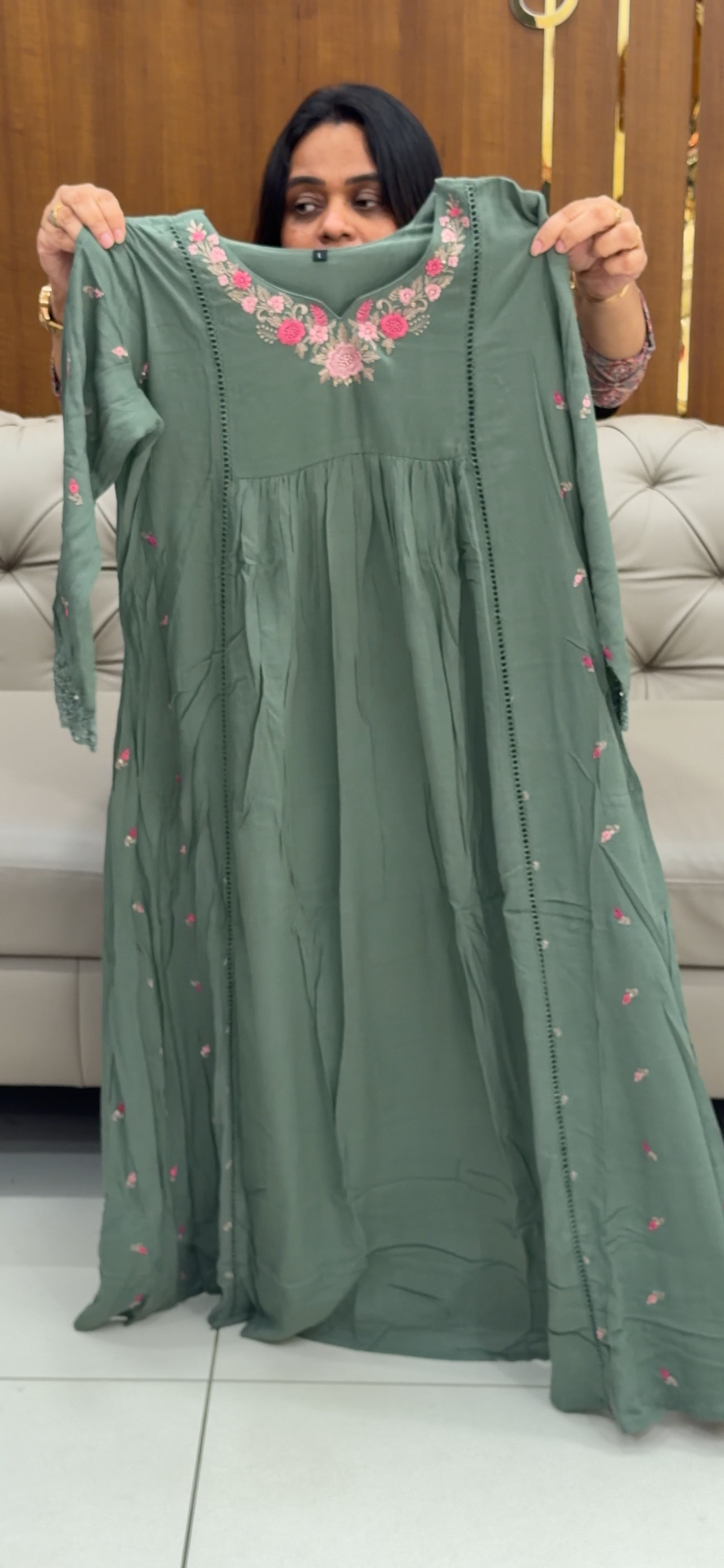 CRUSHED RAYON LONG TOPS - IHA 28792