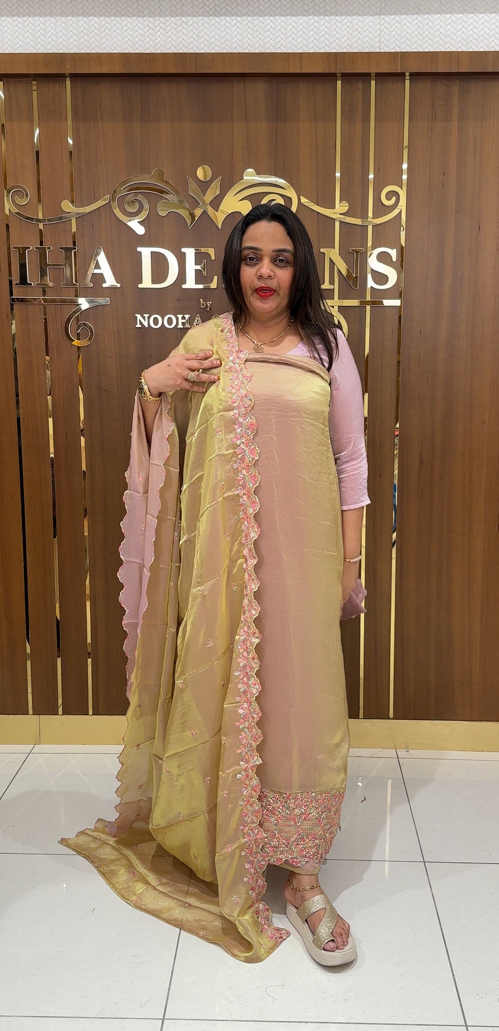 VELVET ORGANZA UNSTITCHED SALWAR SUITS- IHA 23596