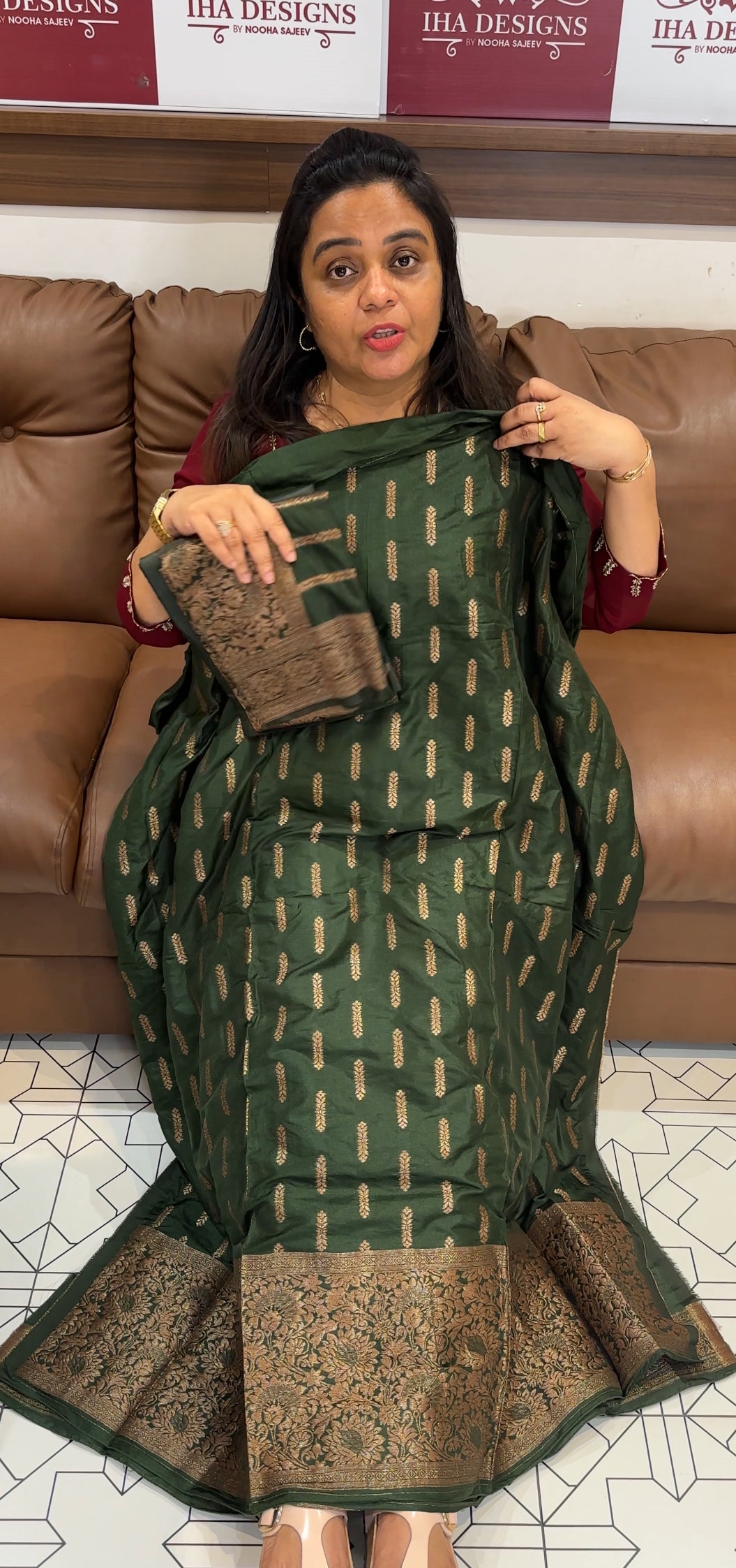 SEMI BANARASI UNSTITCHED SALWAR SUITS  - IHA 28043