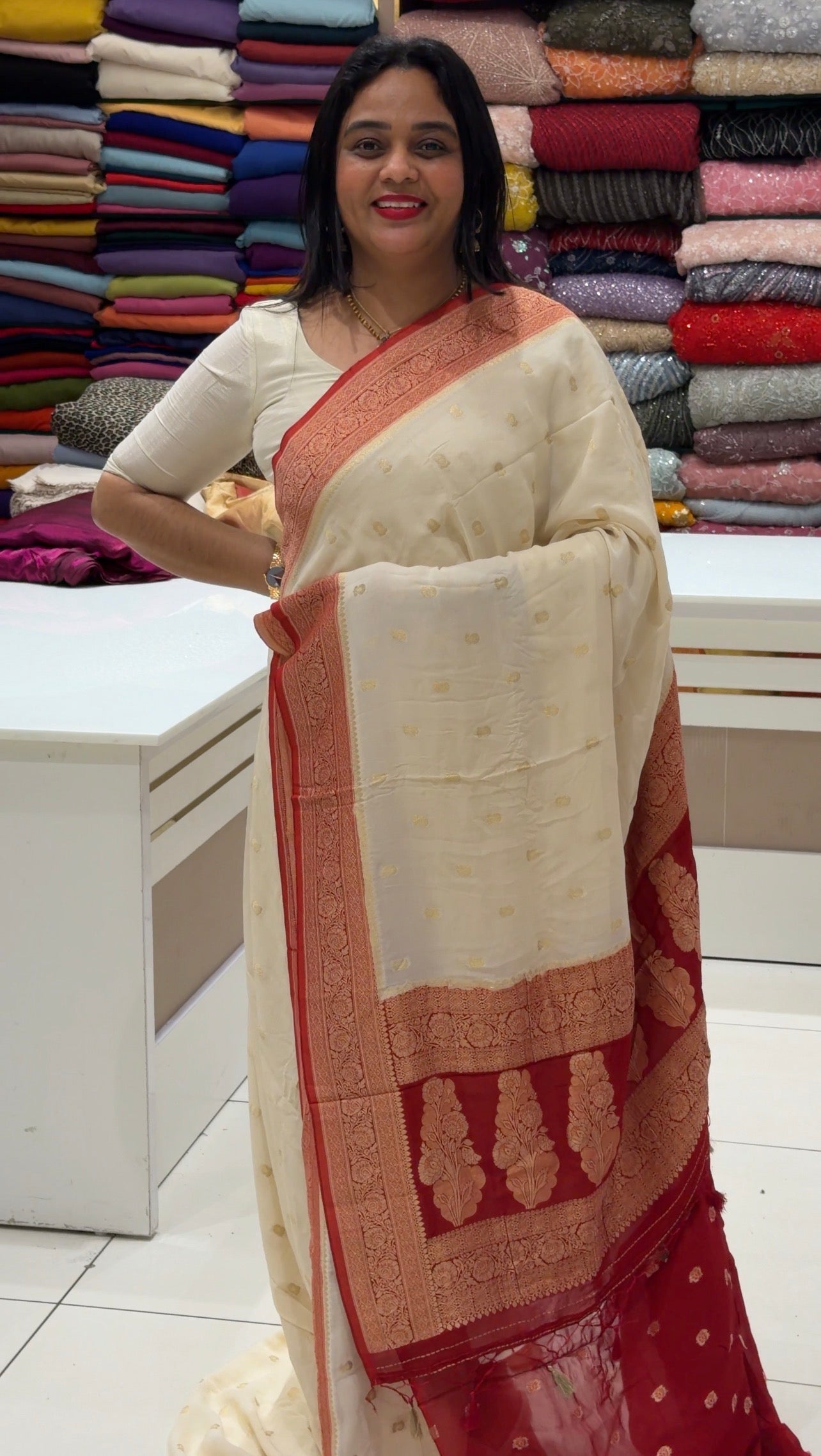 GEORGETTE BANARASI SAREES - IHA 34006
