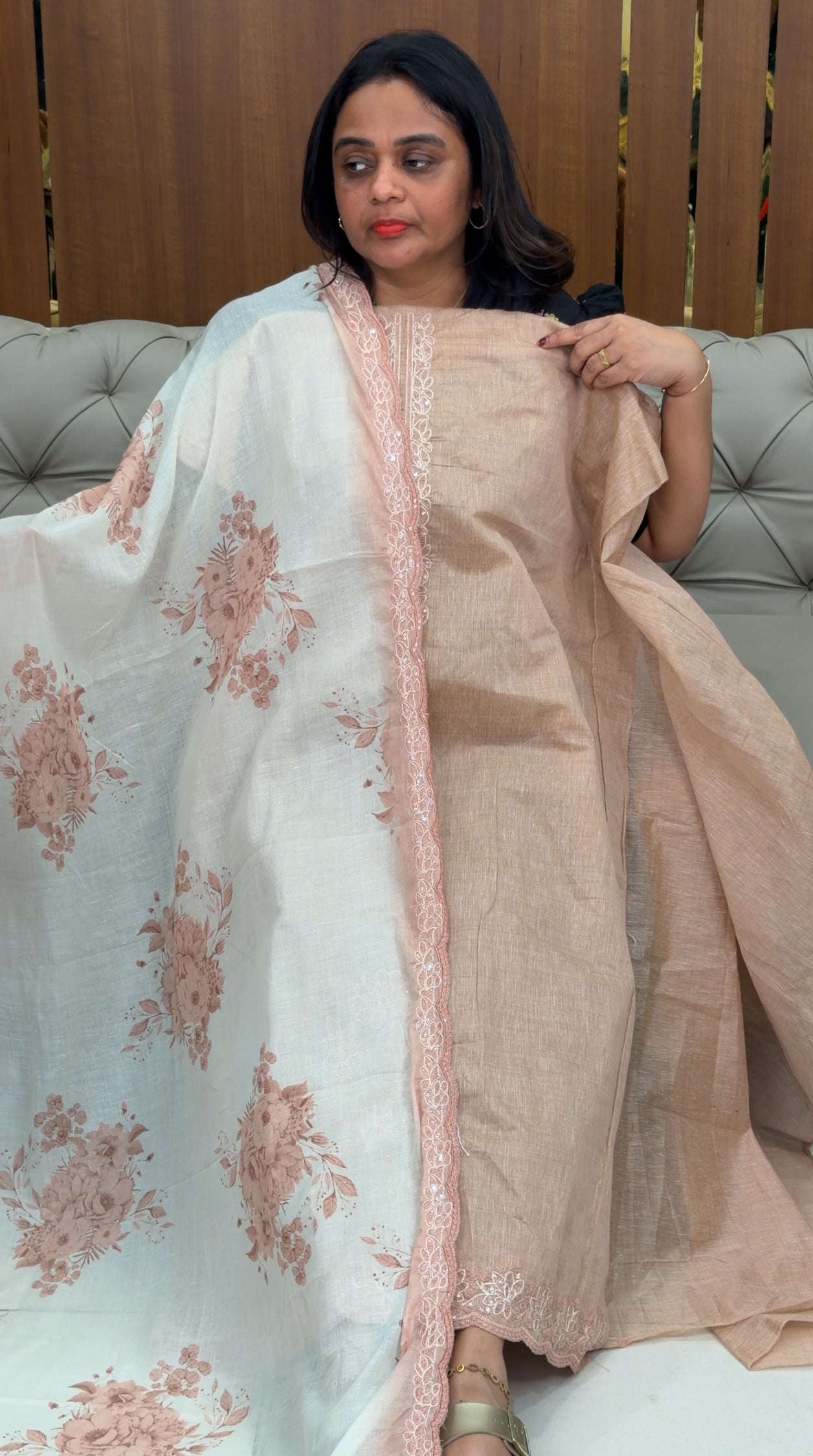 SEMI JUTE UNSTITCHED SALWAR SUITS - IHA 29878