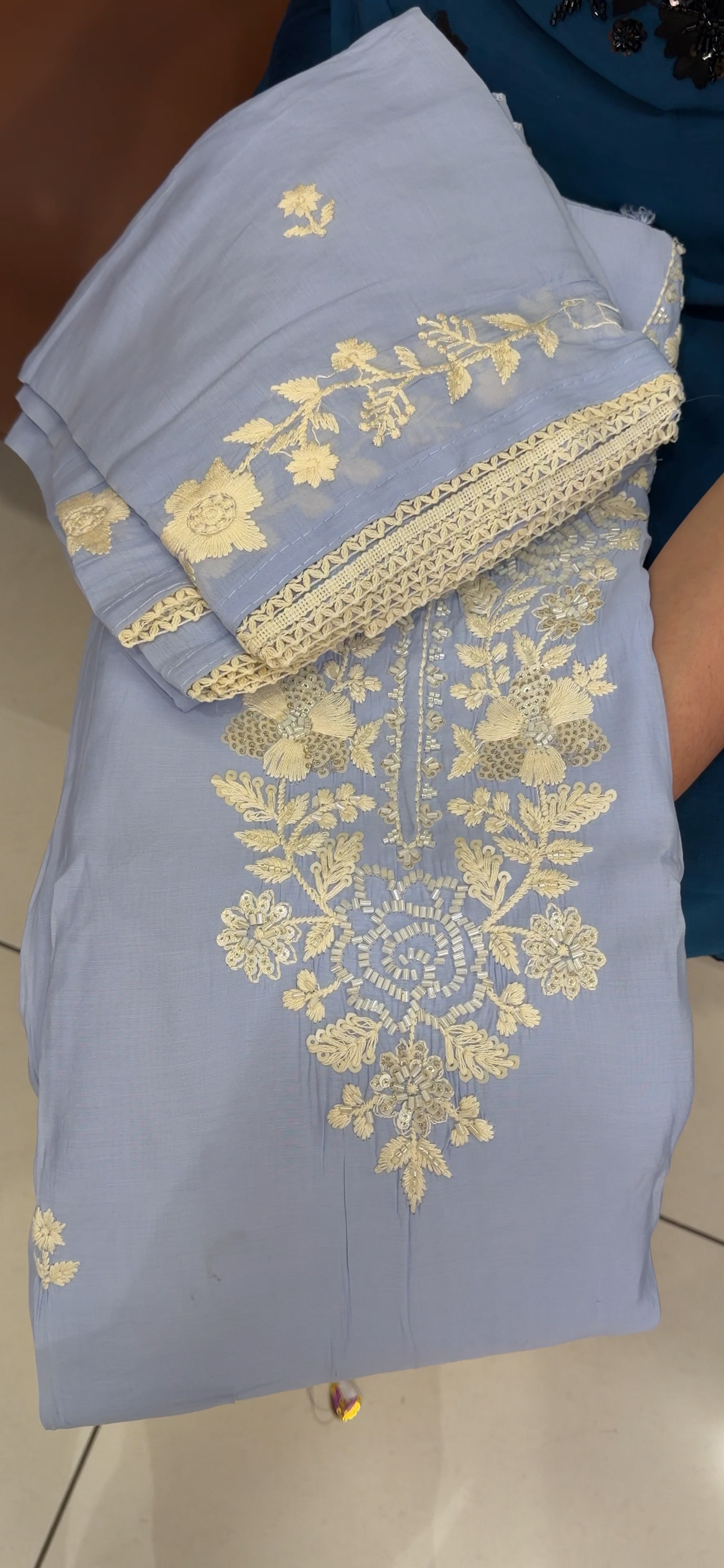 CHIKANKARI UNSTITCHED SALWAR SUITS - IHA 34654