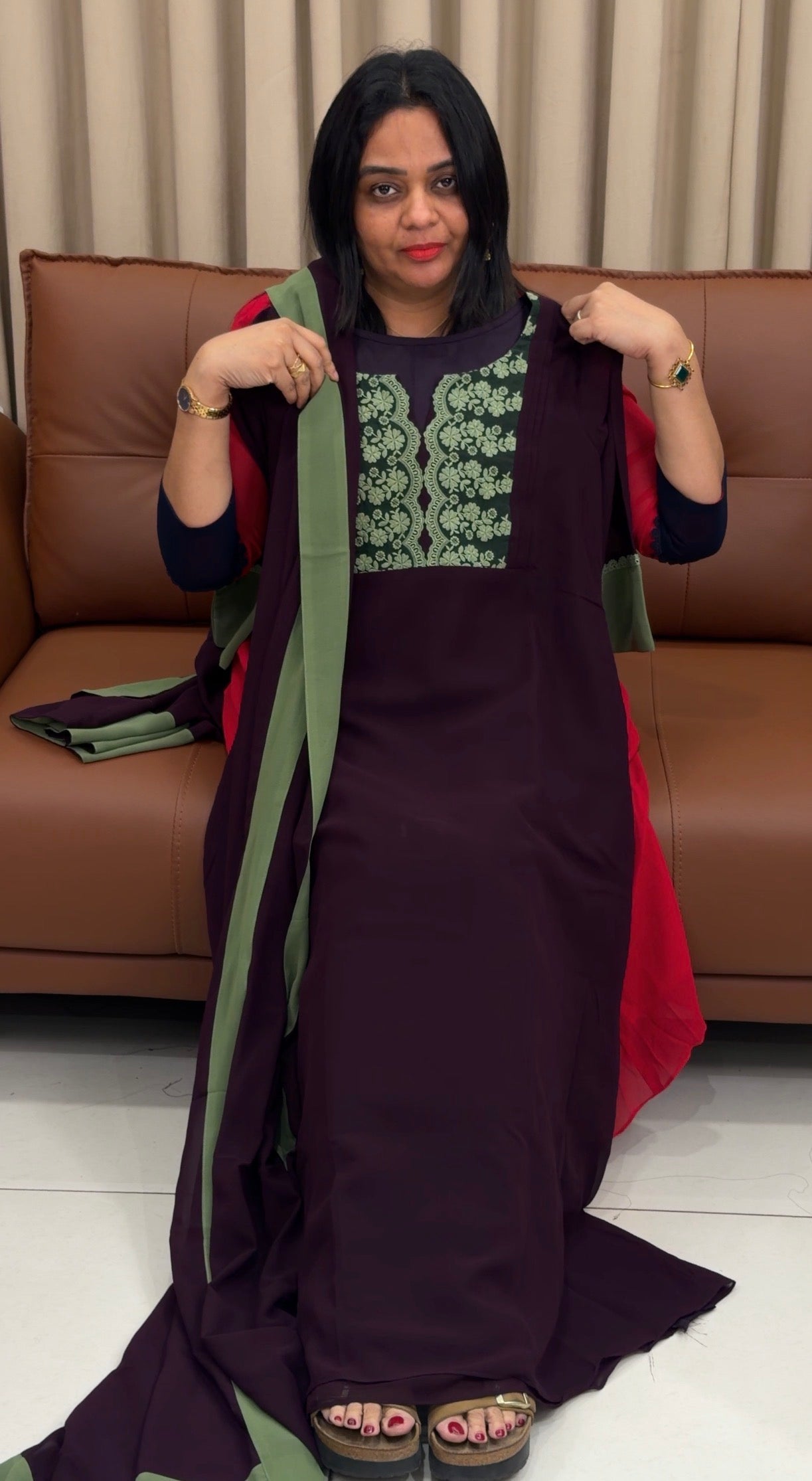 IHA'S IN-HOUSE GEORGETTE ALINE TOP AND DUPATTA - IHA 33635