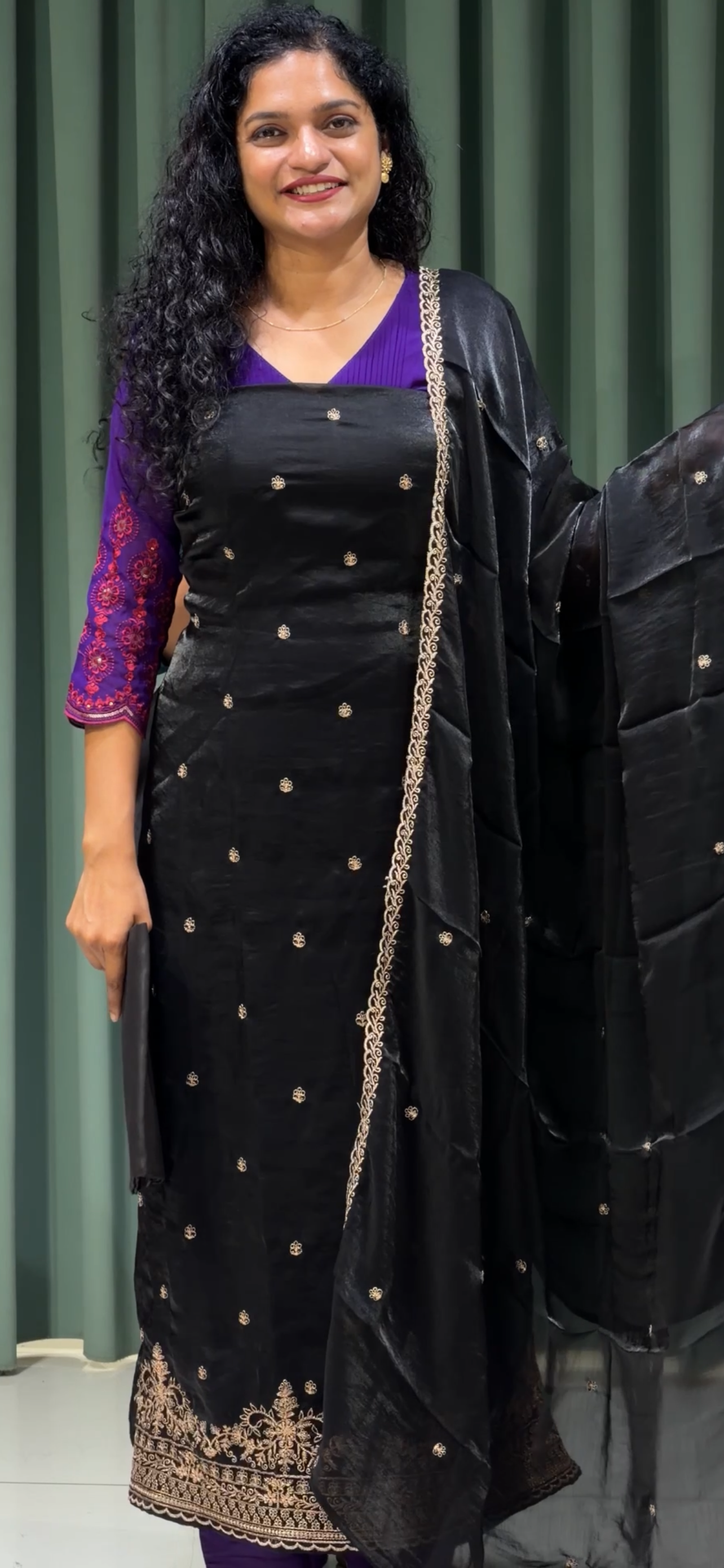 VELVET ORGANZA UNSTITCHED SALWAR SUITS - IHA 33717