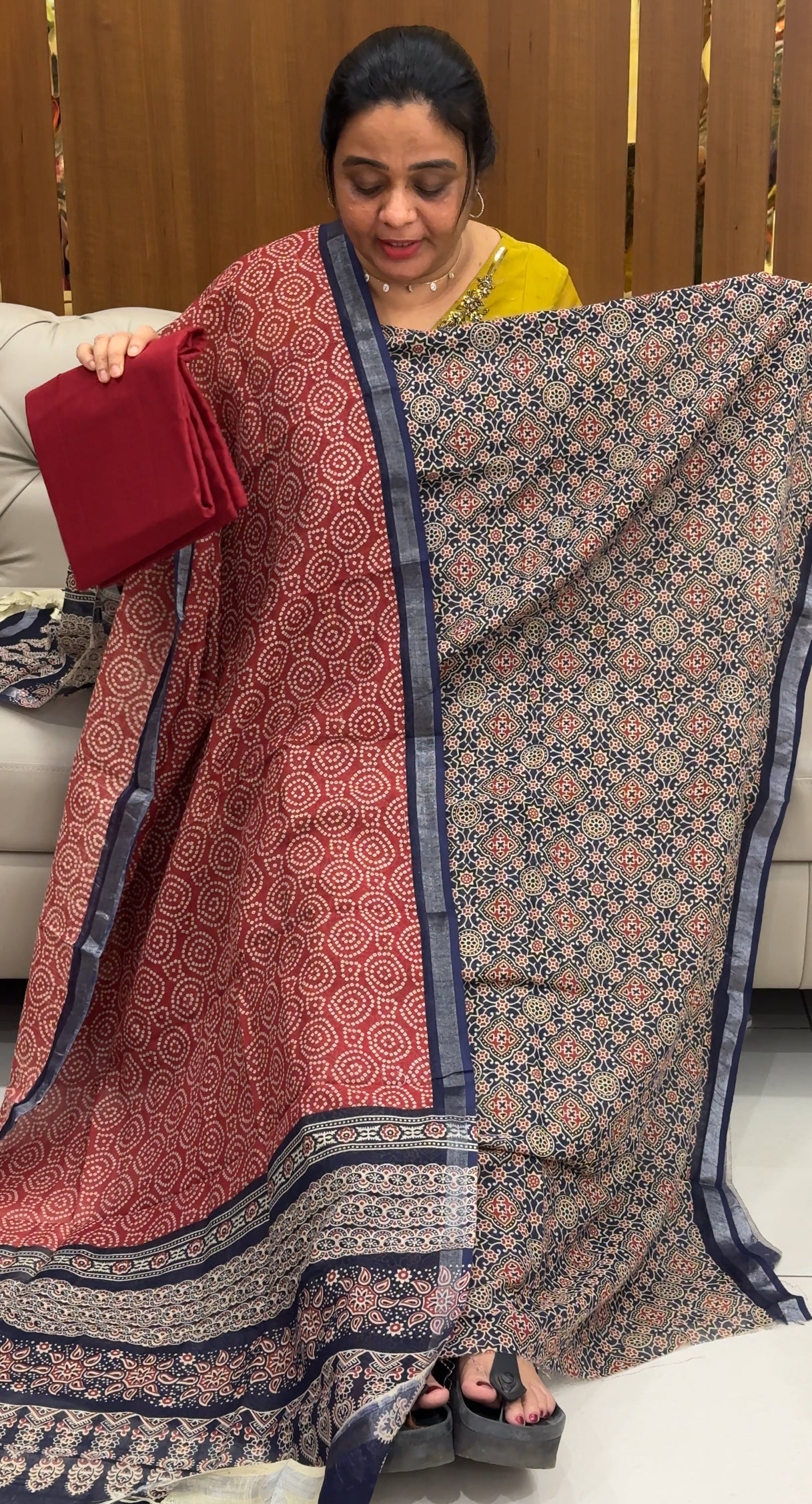 AJRAKH PRINTED UNSTITCHED SALWAR SUITS - IHA 28576