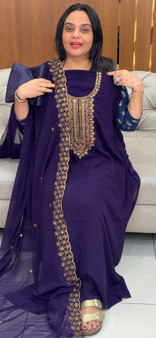 FAUX GEORGETTE UNSTITCHED SALWAR SUITS - IHA 31939