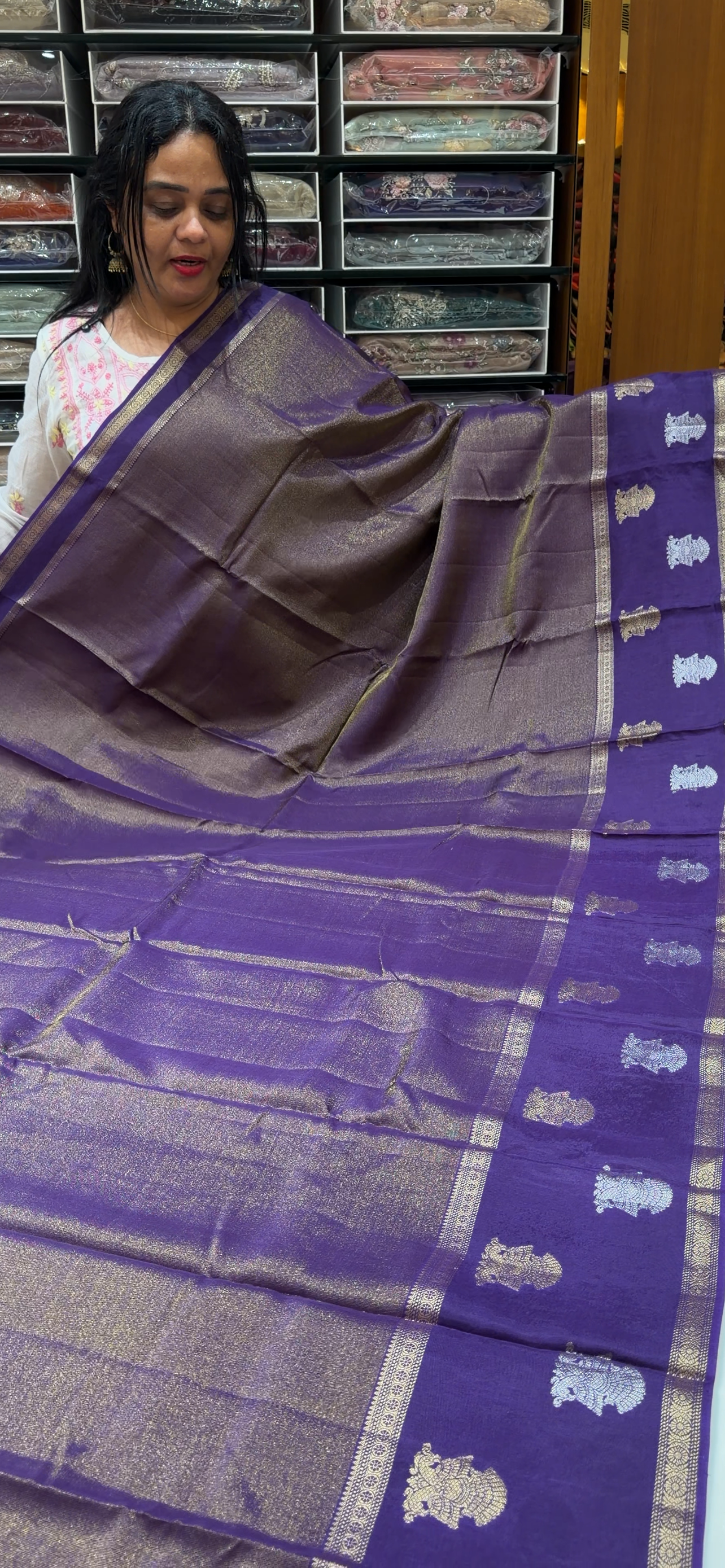 BANARASI TISSUE SAREES - IHA 34538