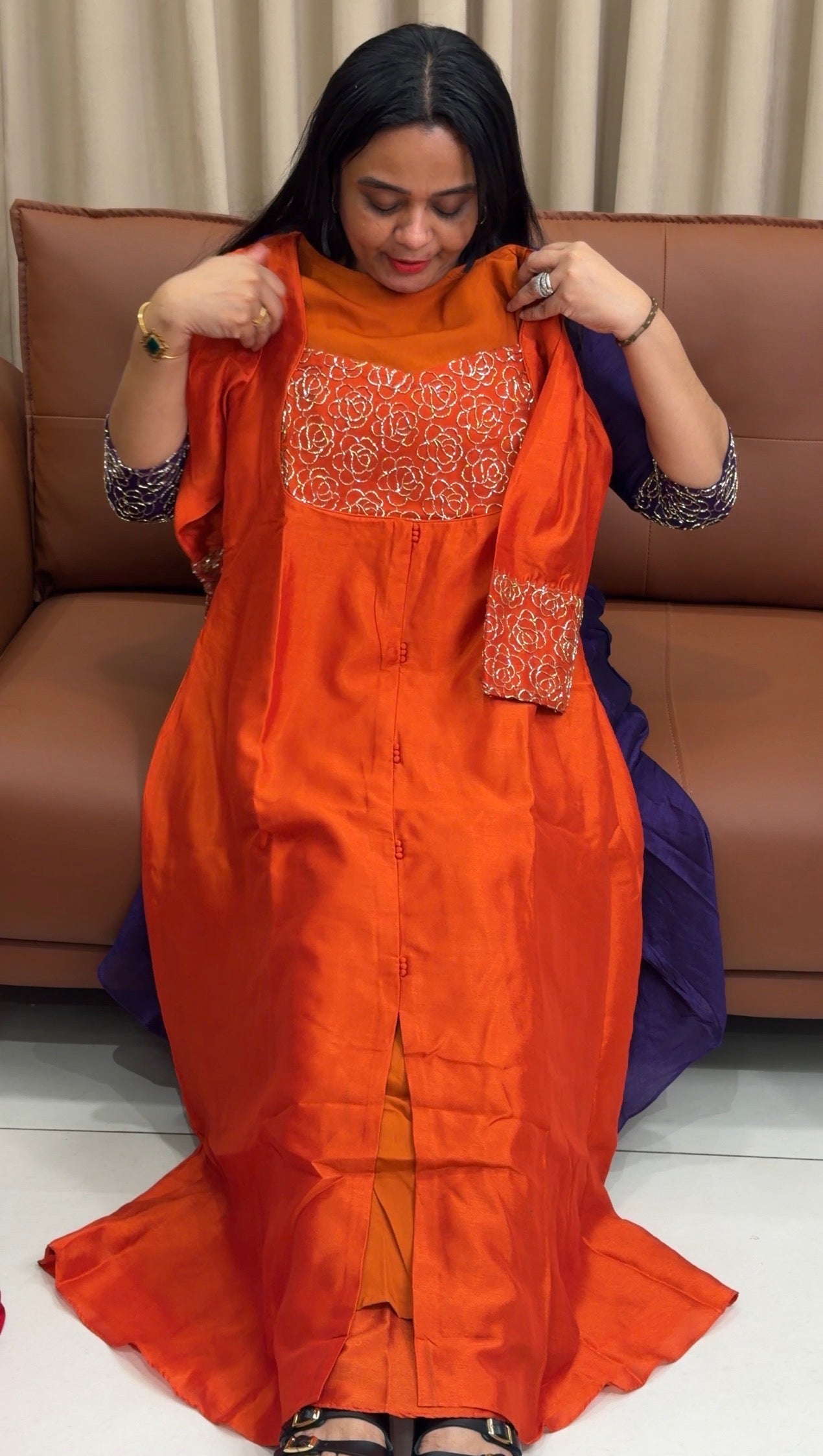 IHA'S IN-HOUSE SEMI RAW SILK ALINE TOPS  - IHA 35216