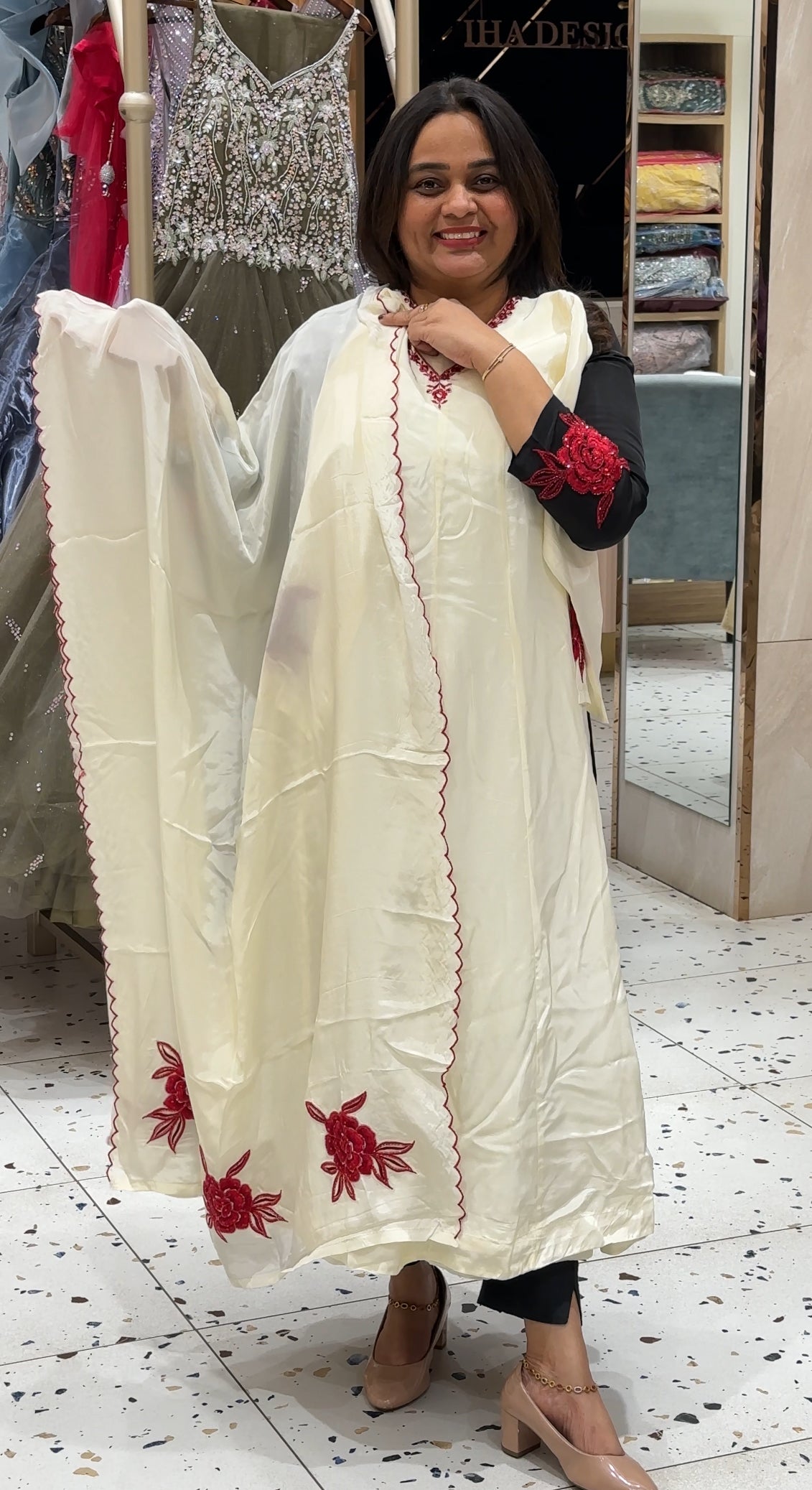 CRAPE SILK TOP, BOTTOM AND DUPATTTA - IHA 27190