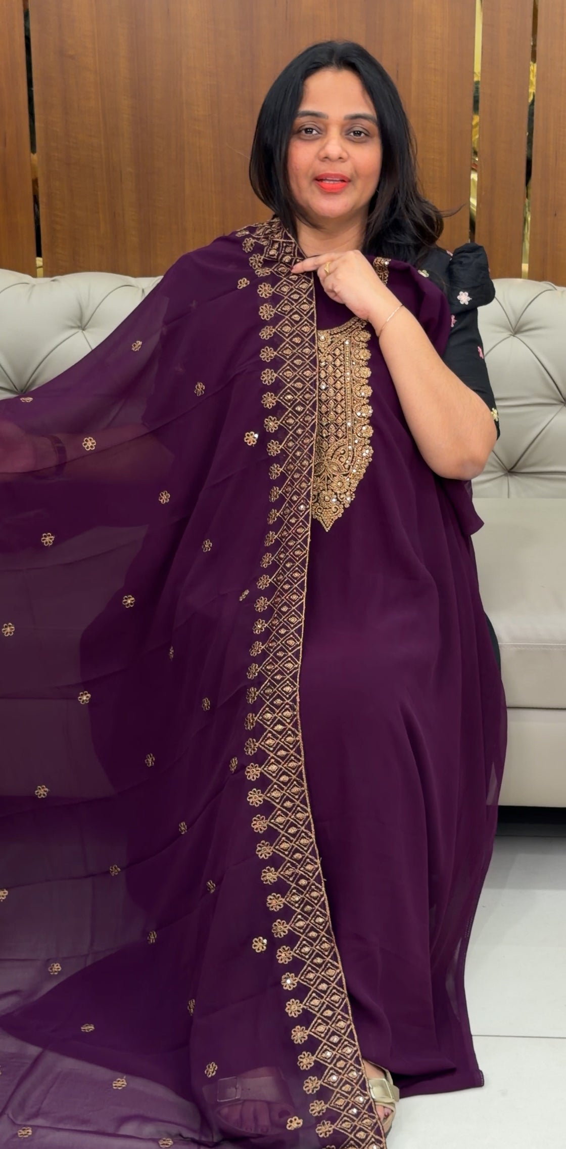 FAUX GEORGETTE UNSTITCHED SALWAR SUITS - IHA 29864