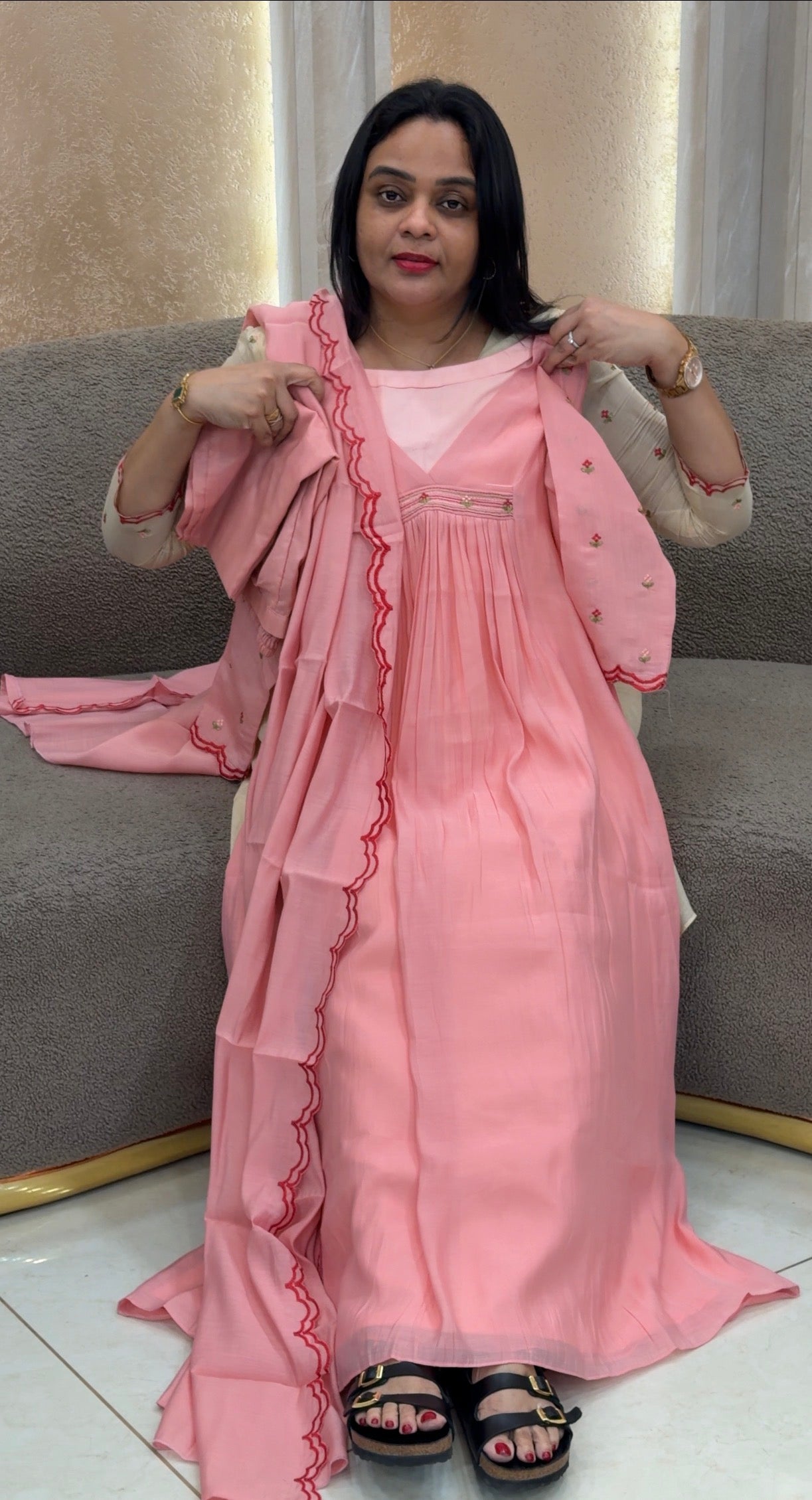 IHA'S IN-HOUSE MALAI CHANDERI TOP,BOTTOM AND DUPATTA - IHA 34342