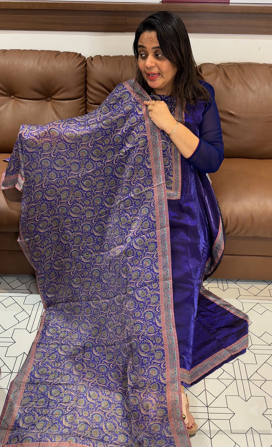 VELVET ORGANZA UNSTITCHED SALEAR SUITS - IHA 27899