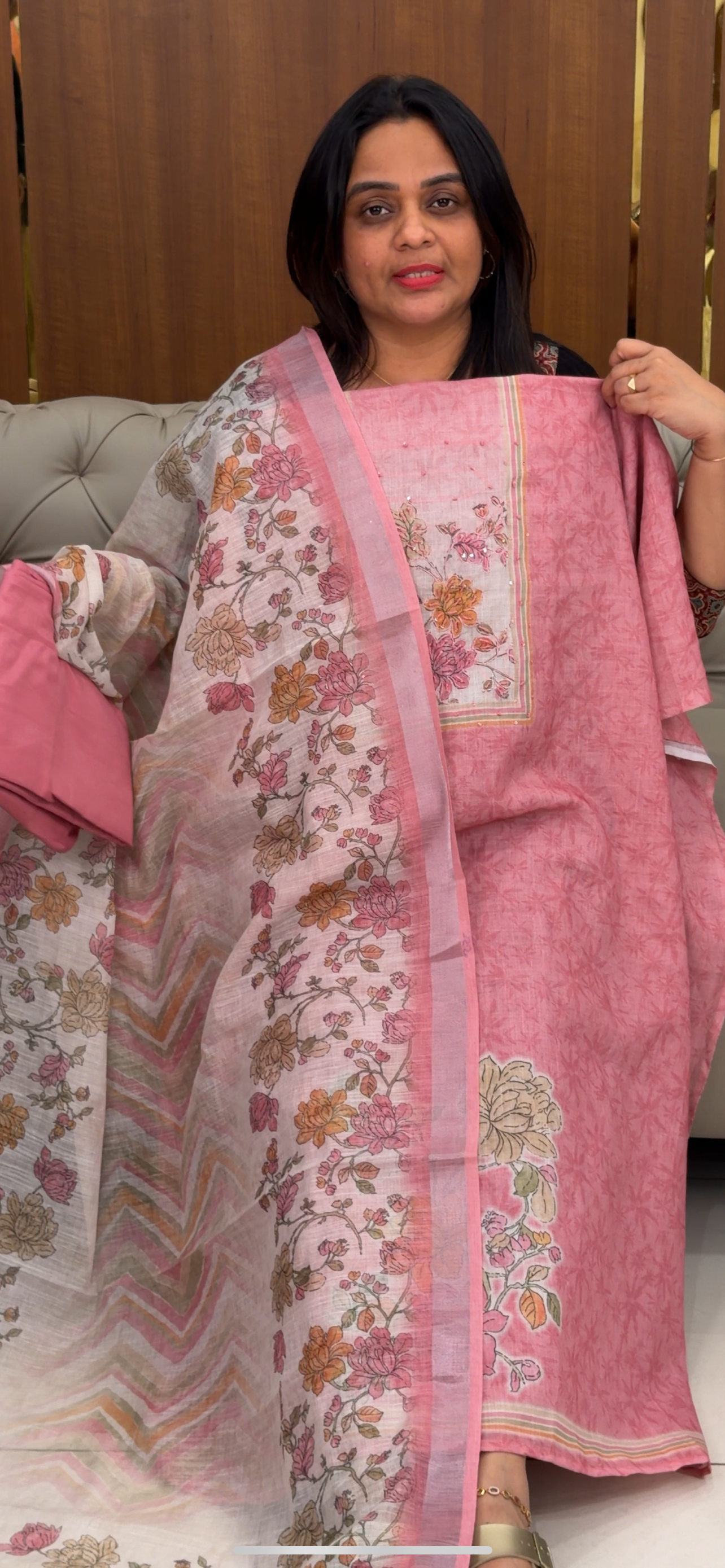 COTTON LINEN UNSTITCHED SALWAR SUITS - IHA 29762