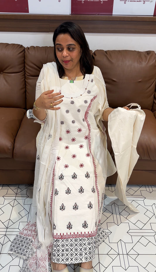 COTTON TOP, BOTTOM AND DUPATTA - IHA 24708