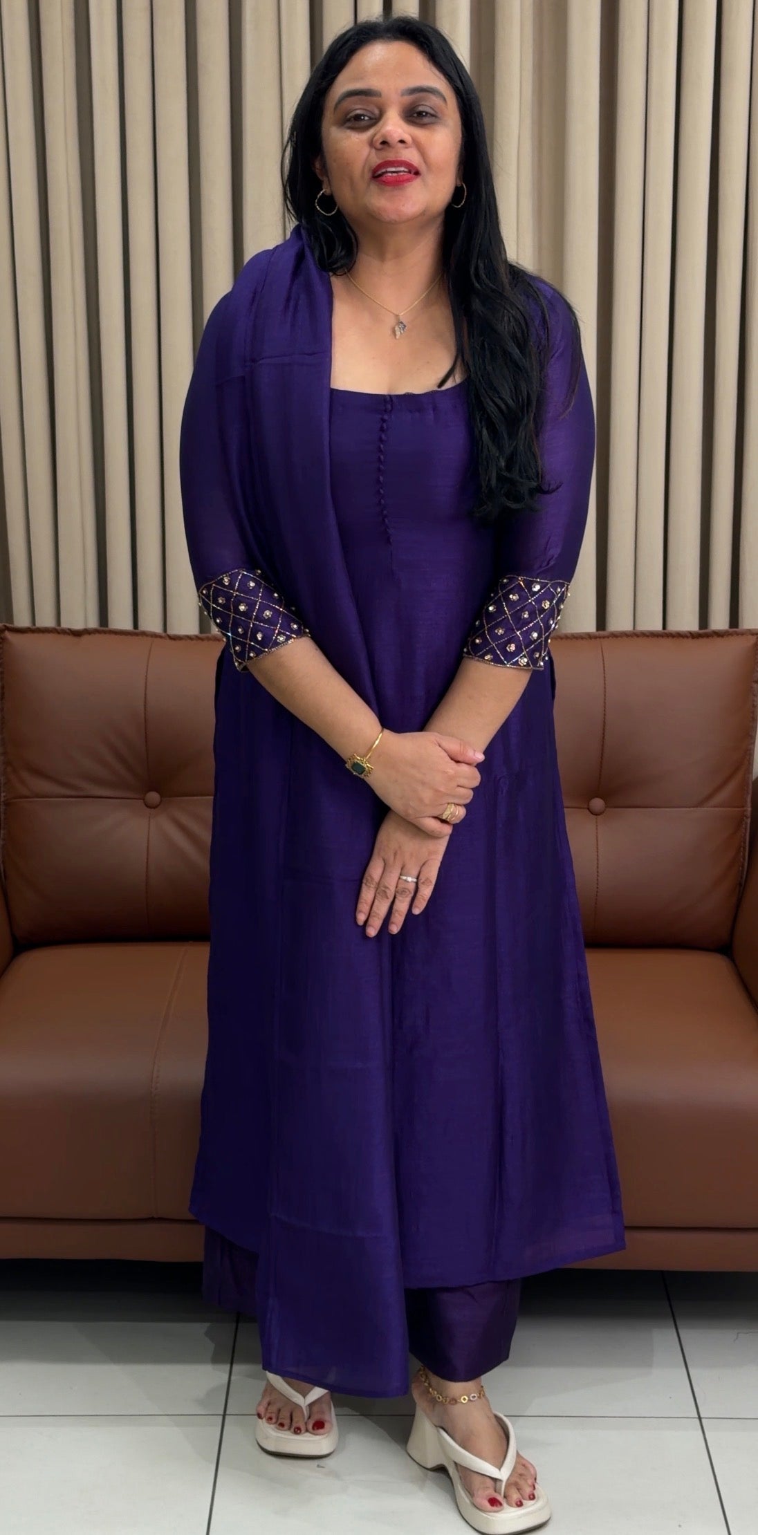 IHA'S IN-HOUSE SEMI RAW SILK SLITTED TOP AND DUPATTA - IHA 34453