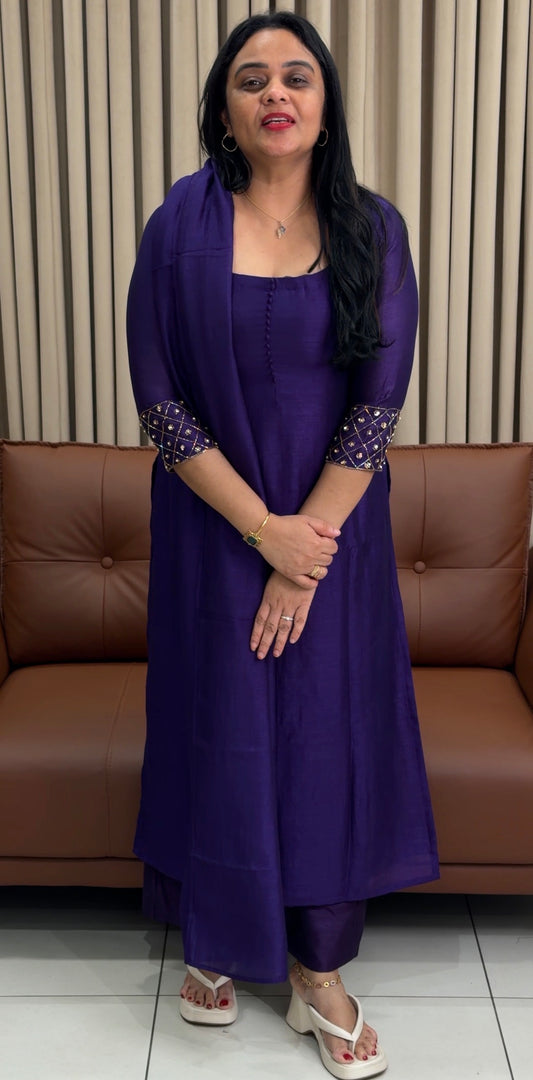 IHA'S IN-HOUSE SEMI RAW SILK SLITTED TOP AND DUPATTA - IHA 34453