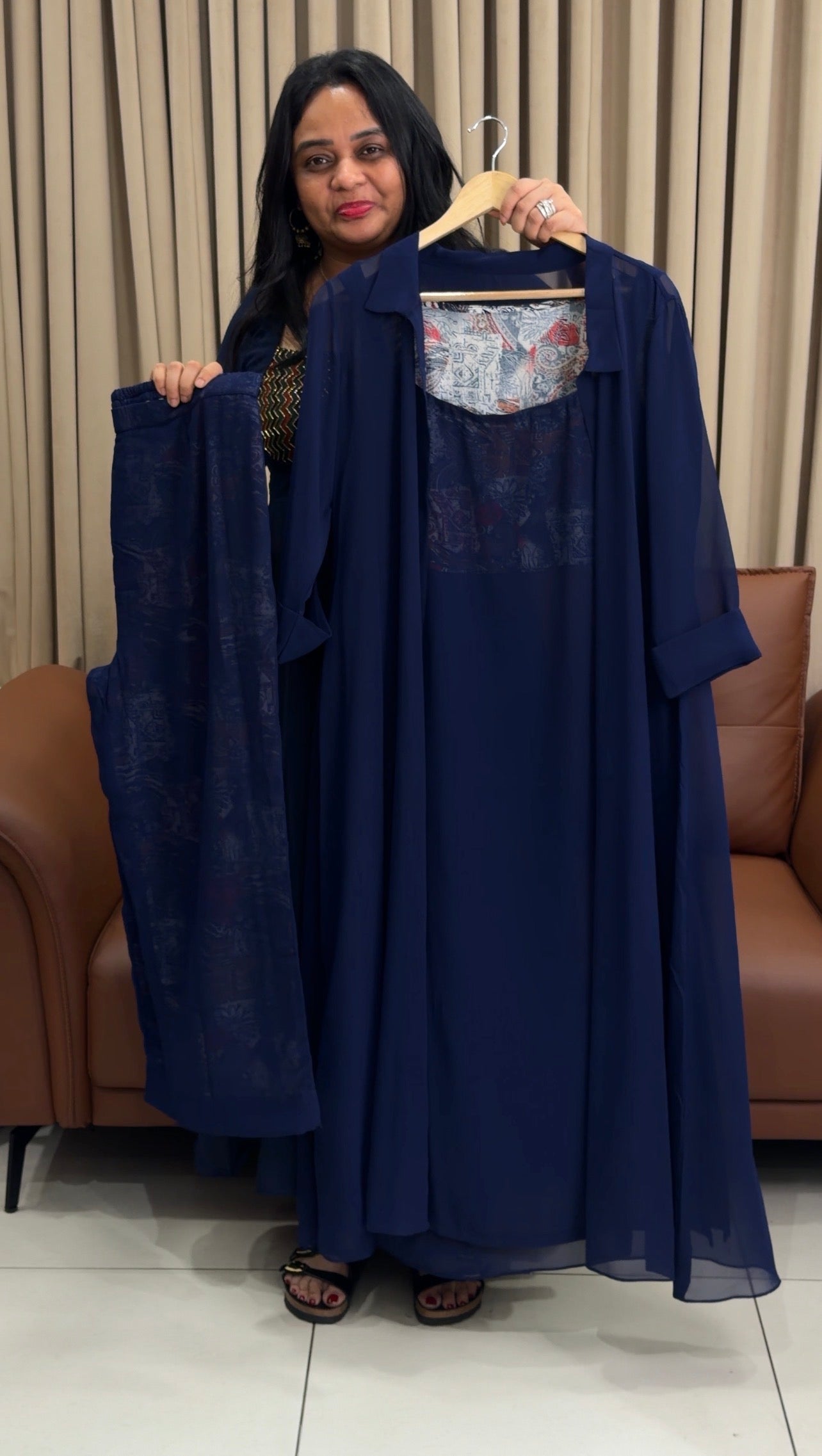 IHA'S IN-HOUSE GEORGETTE TOP,BOTTOM AND JACKET- IHA 34546
