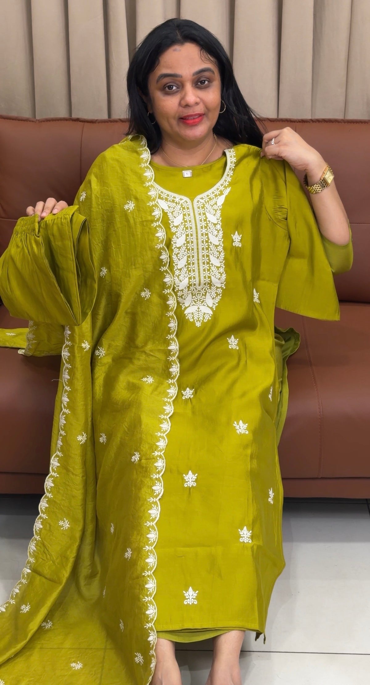 MUL CHANDERI TOP,BOTTOM AND DUPATTA - IHA 35866