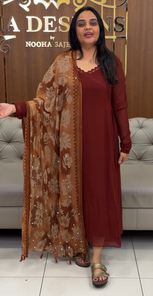 IHA'S IN- HOUSE GEORGETTE ALINE TOP AND DUPATTA - IHA 31948