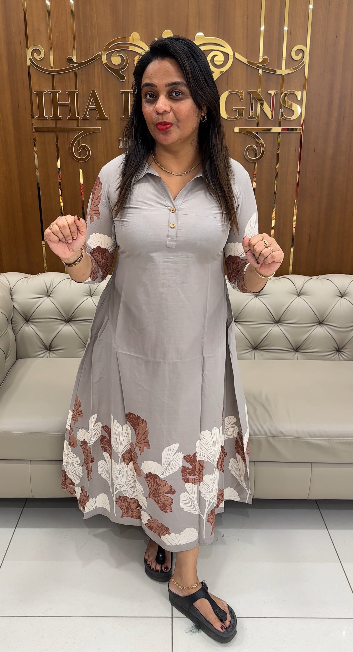 IHA'S IN-HOUSE COTTON LONG A-LINE TOPS -  IHA 25886