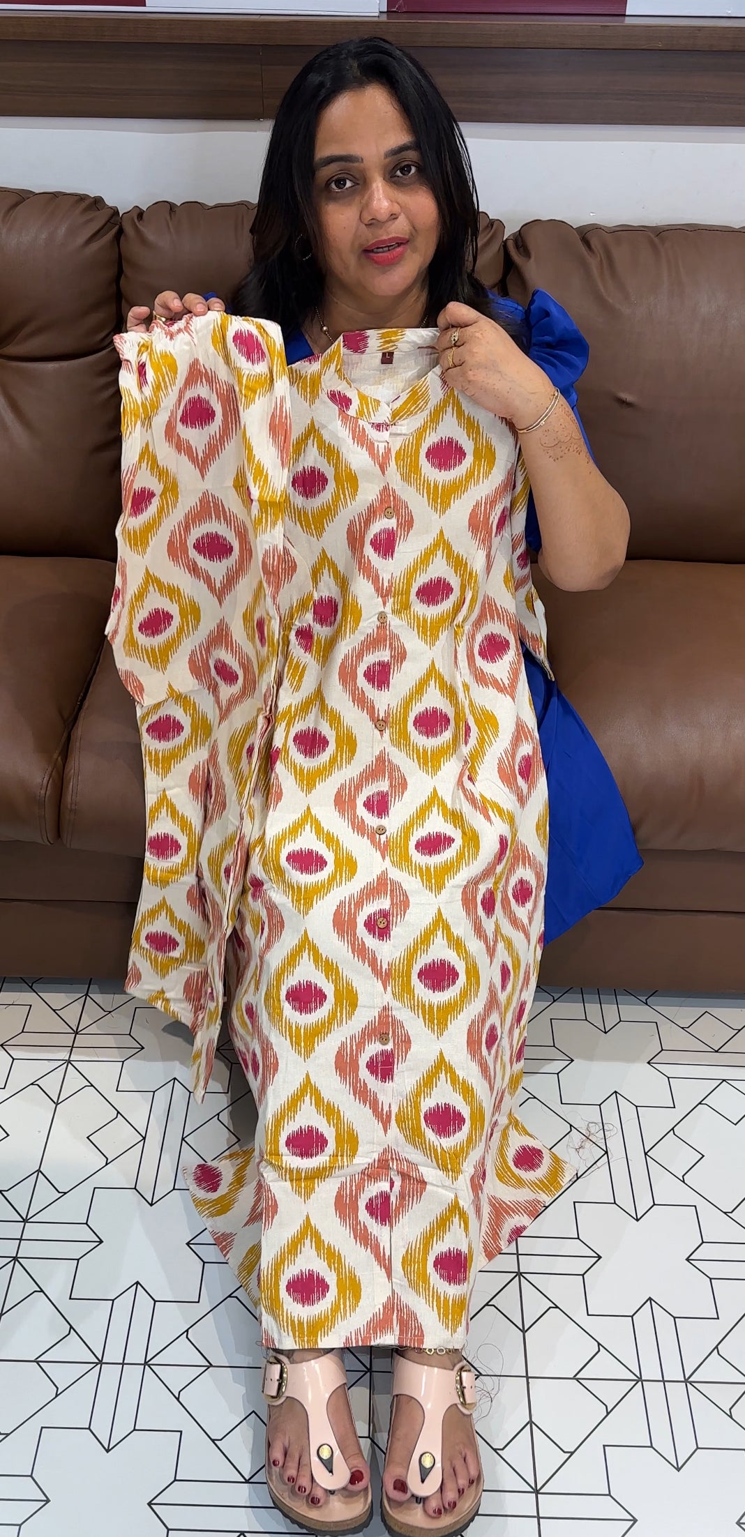 PRINTED COTTON LONG TOP AND BOTTOM - IHA 27707