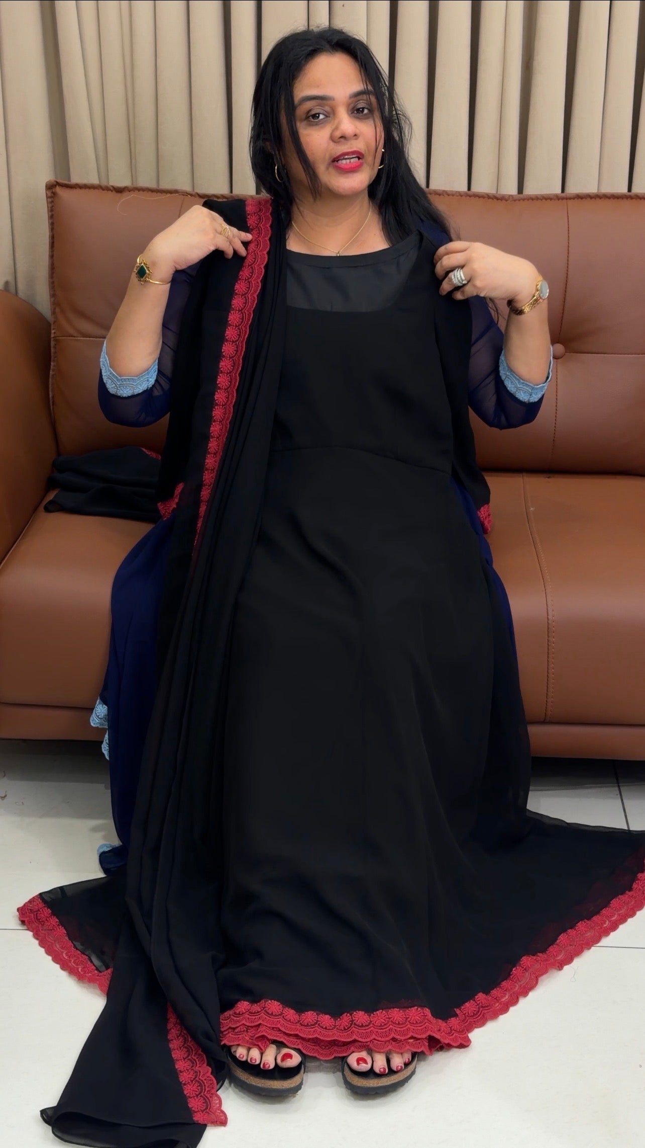 IHA'S IN-HOUSE GEORGETTE SLITTED TOP AND DUPATTA - IHA 34622