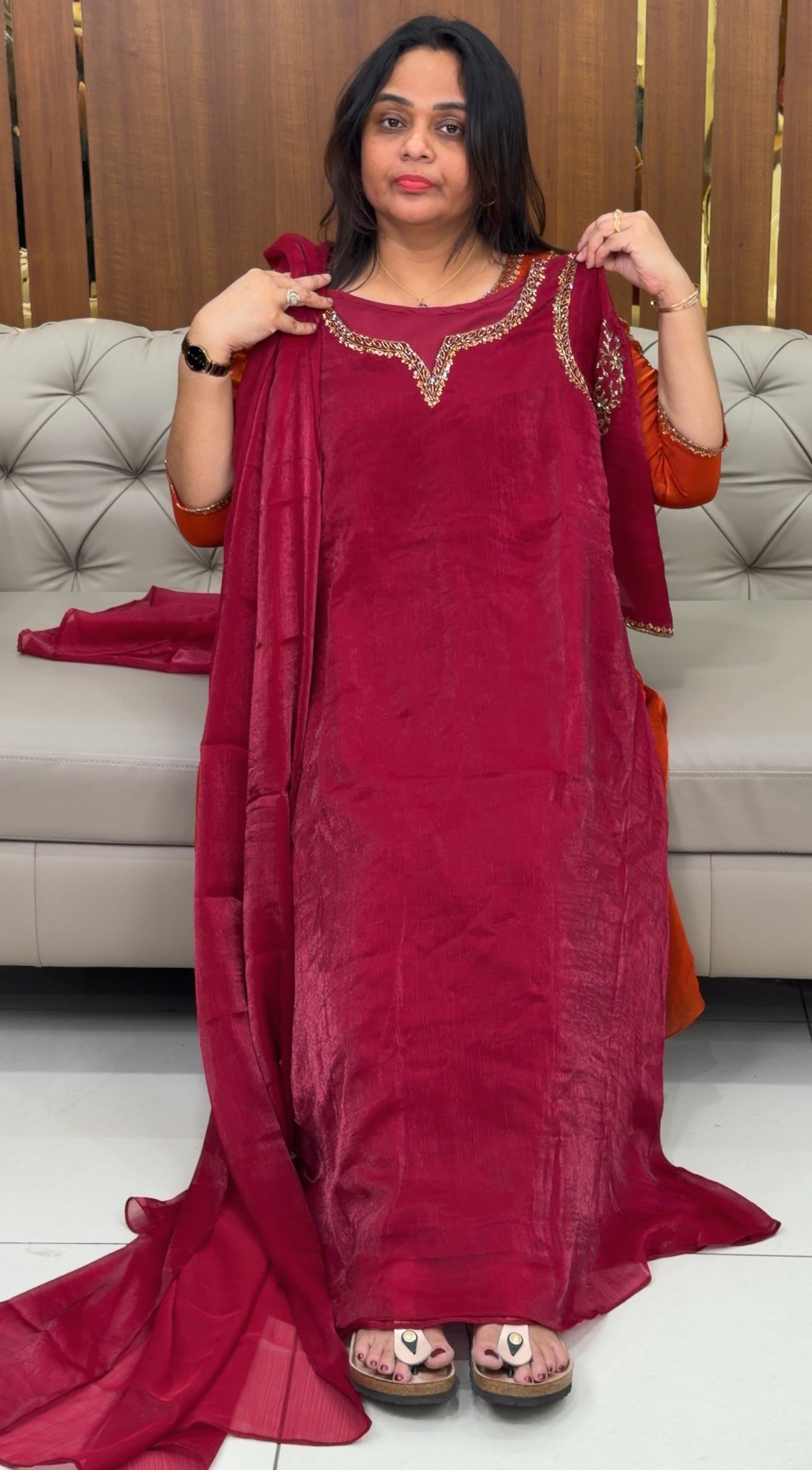 IHA'S IN-HOUSE ORGANZA SLITTED TOP AND DUPATTA - IHA 28951