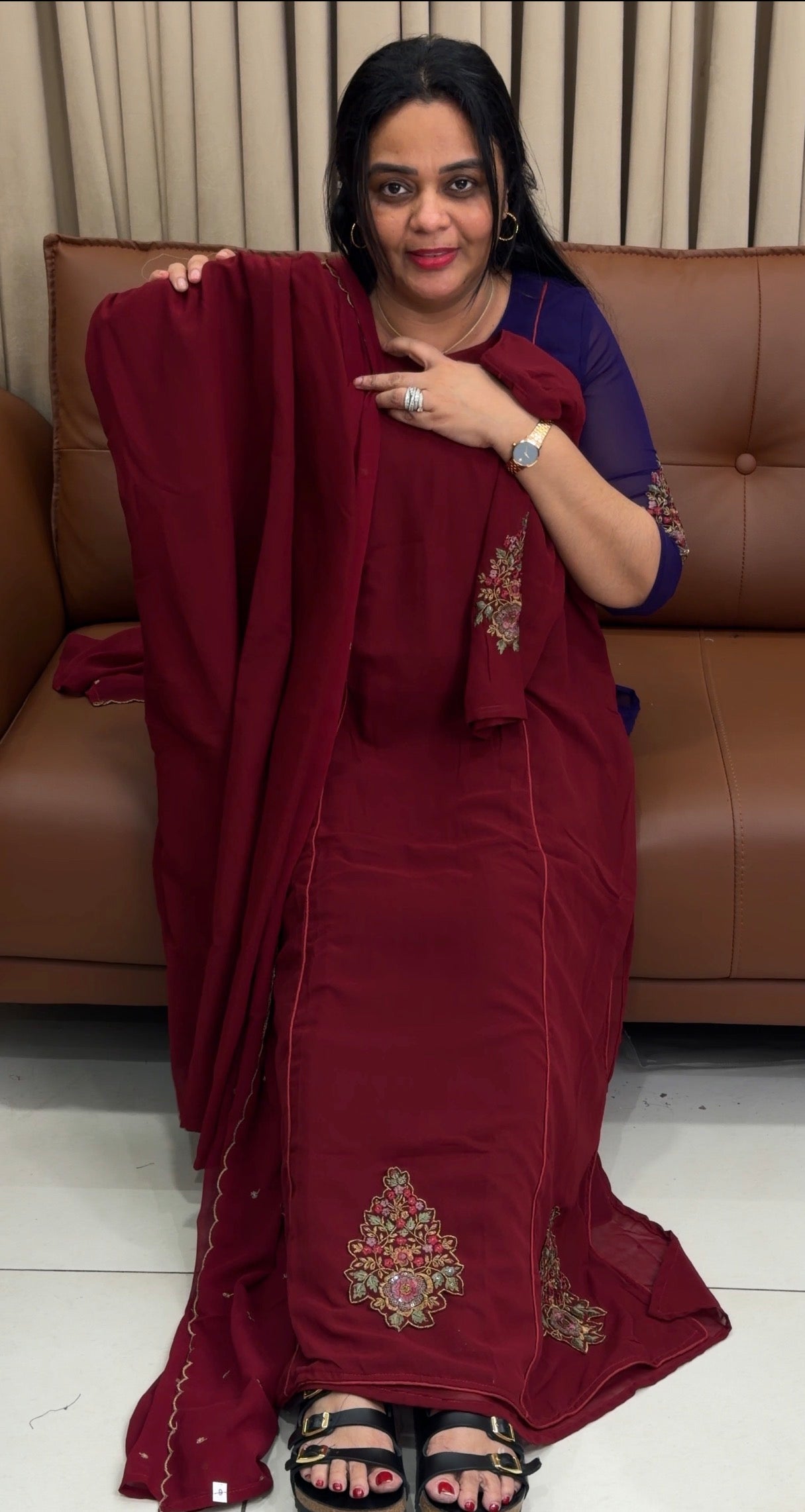FAUX GEORGETTE TOP,BOTTTOM NAD DUPATTA - IHA 34623