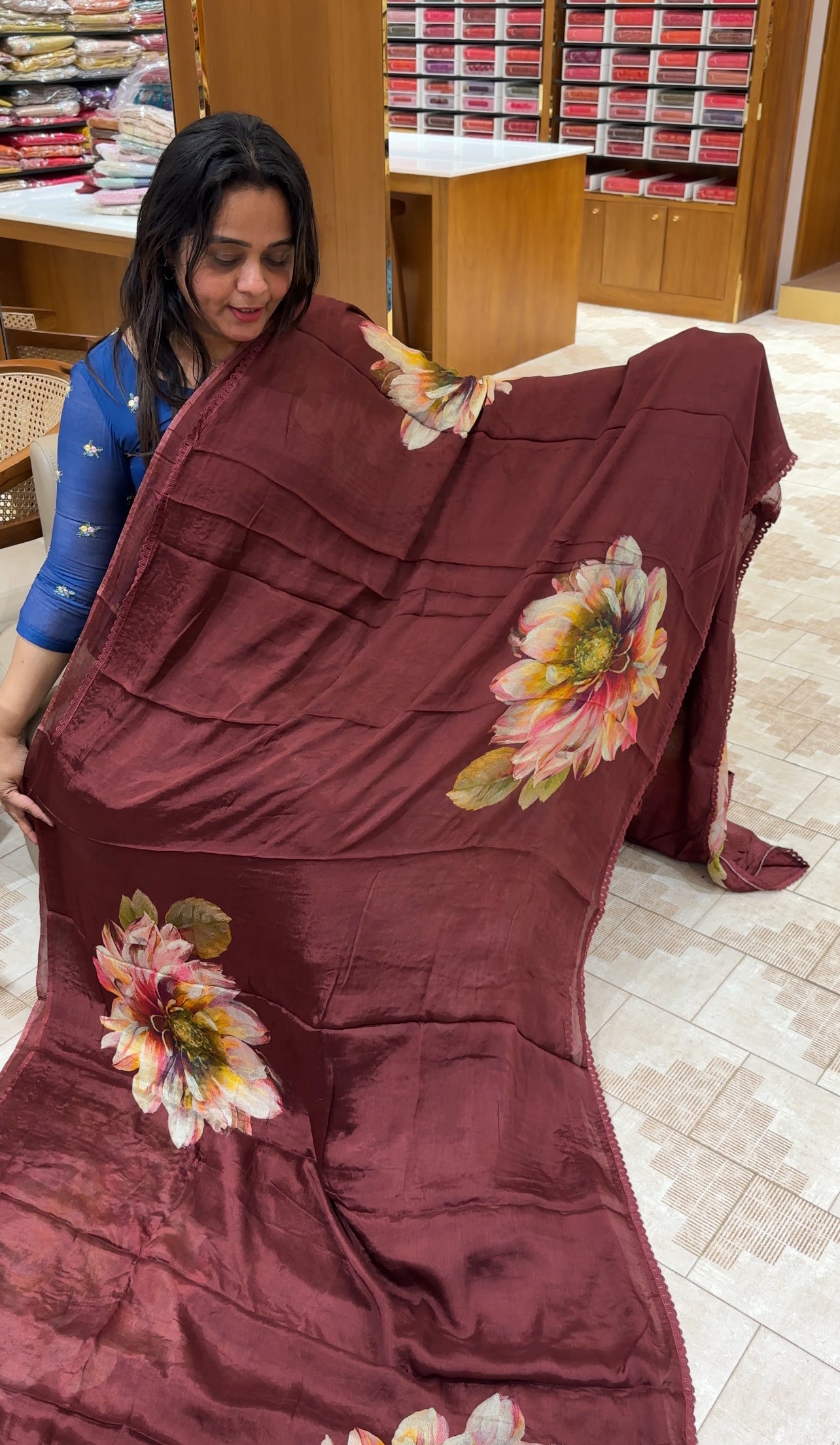 PLATINUM CHIFFON PRINTED SAREES - IHA 27098