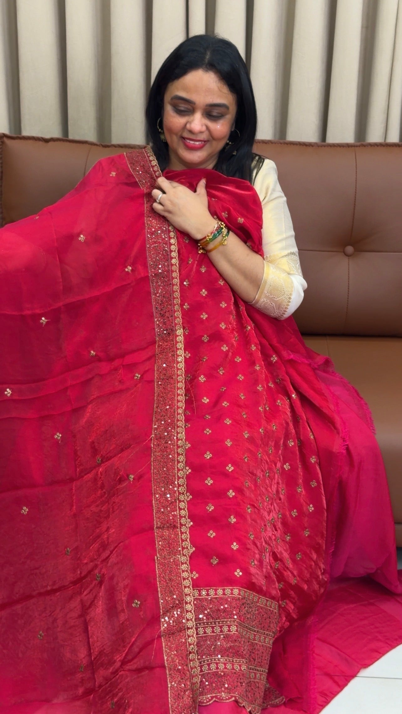 VELVET ORGANZA UNSTITCHED SALWAR SUITS - IHA 33847