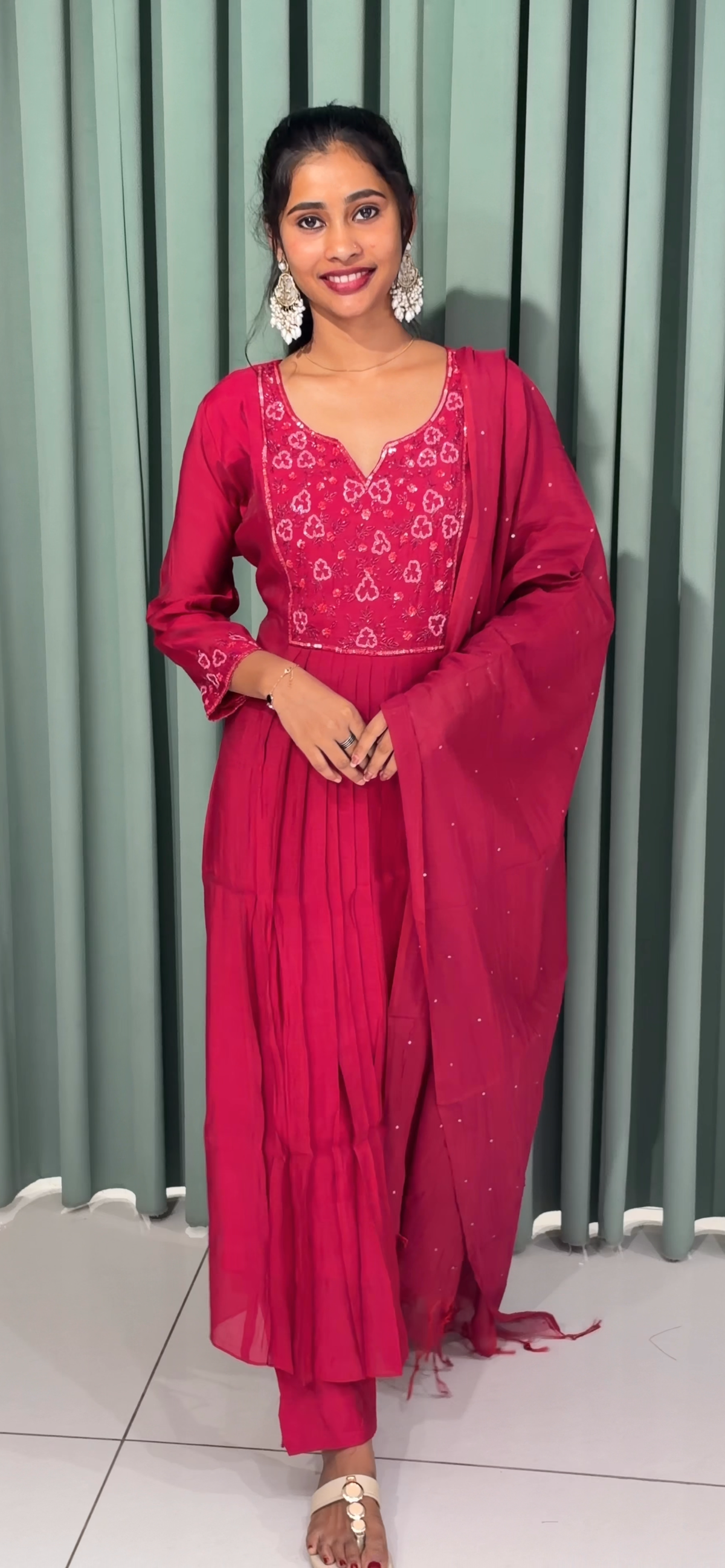 MUL CHANDERI TOP, BOTTOM AND DUPATTA - IHA 35914