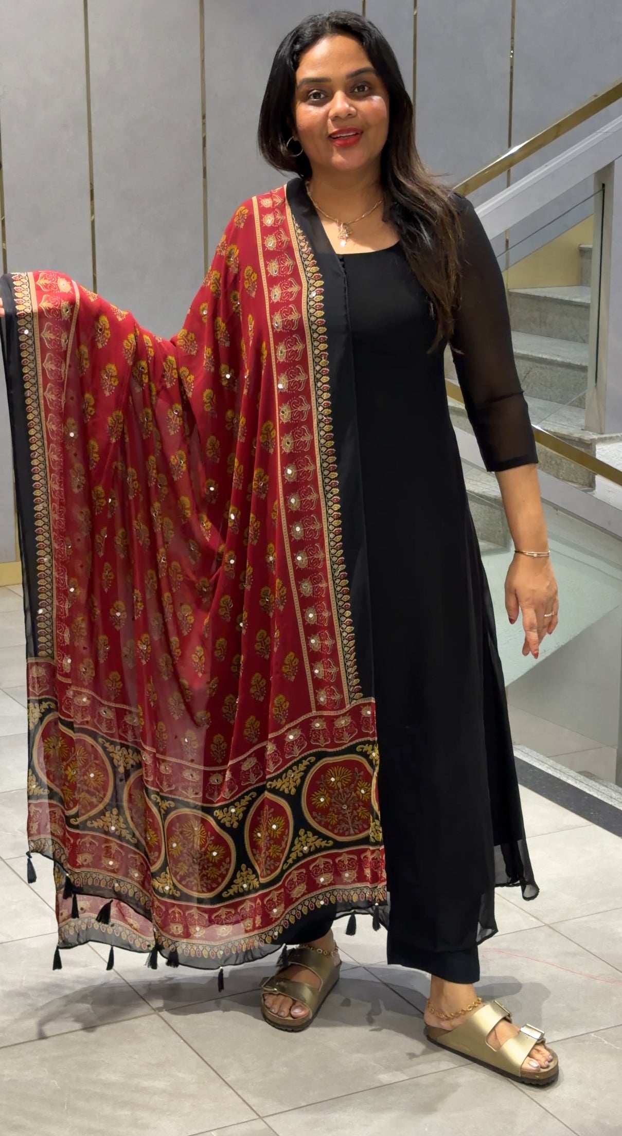 IHA'S IN-HOUSE GEORGETTE SLITTED TOP AND DUPATTA - IHA 32252