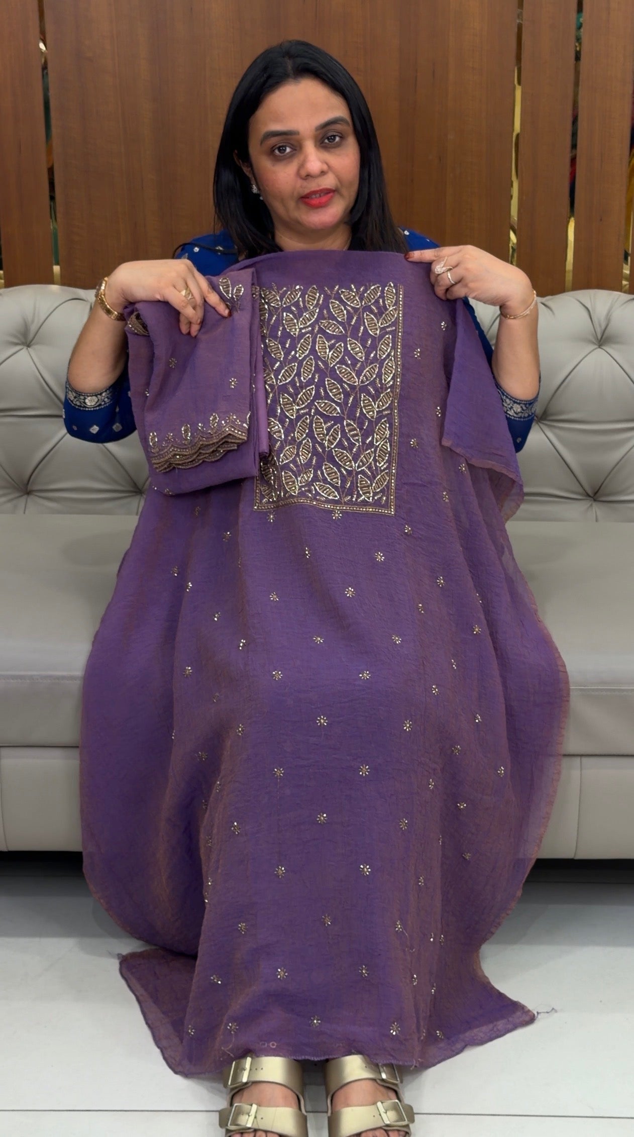 HANDWORKED UNSTITCHED SALWAR SUITS - IHA 32426