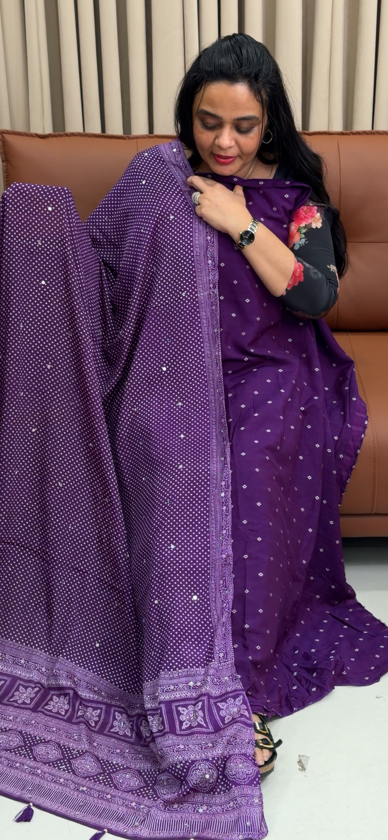 BANDHANI PRINED UNSTITCHED SALWAR SUITS - IHA 34912