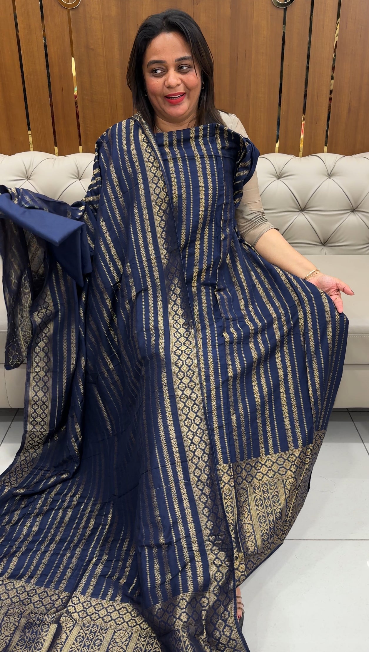 SEMI BANARASI UNSTITCHED SALWAR SUITA - IHA 25798