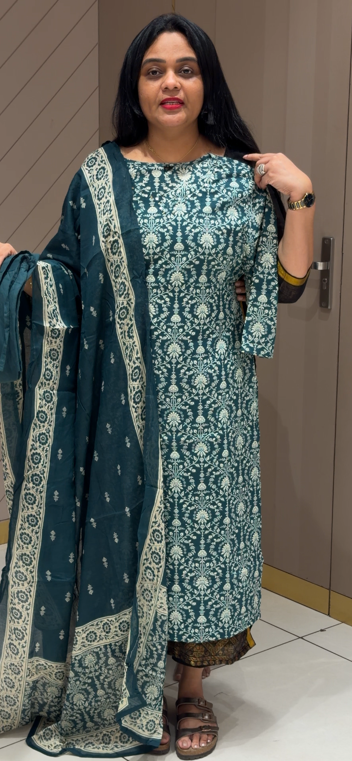PRINTED COTTON TOP, BOTTOM AND DUPATTA - IHA 35709