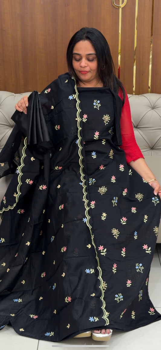 MALAI CHANDERI UNSTITCHED SALWAR SALWAR SUITS - IHA 29531