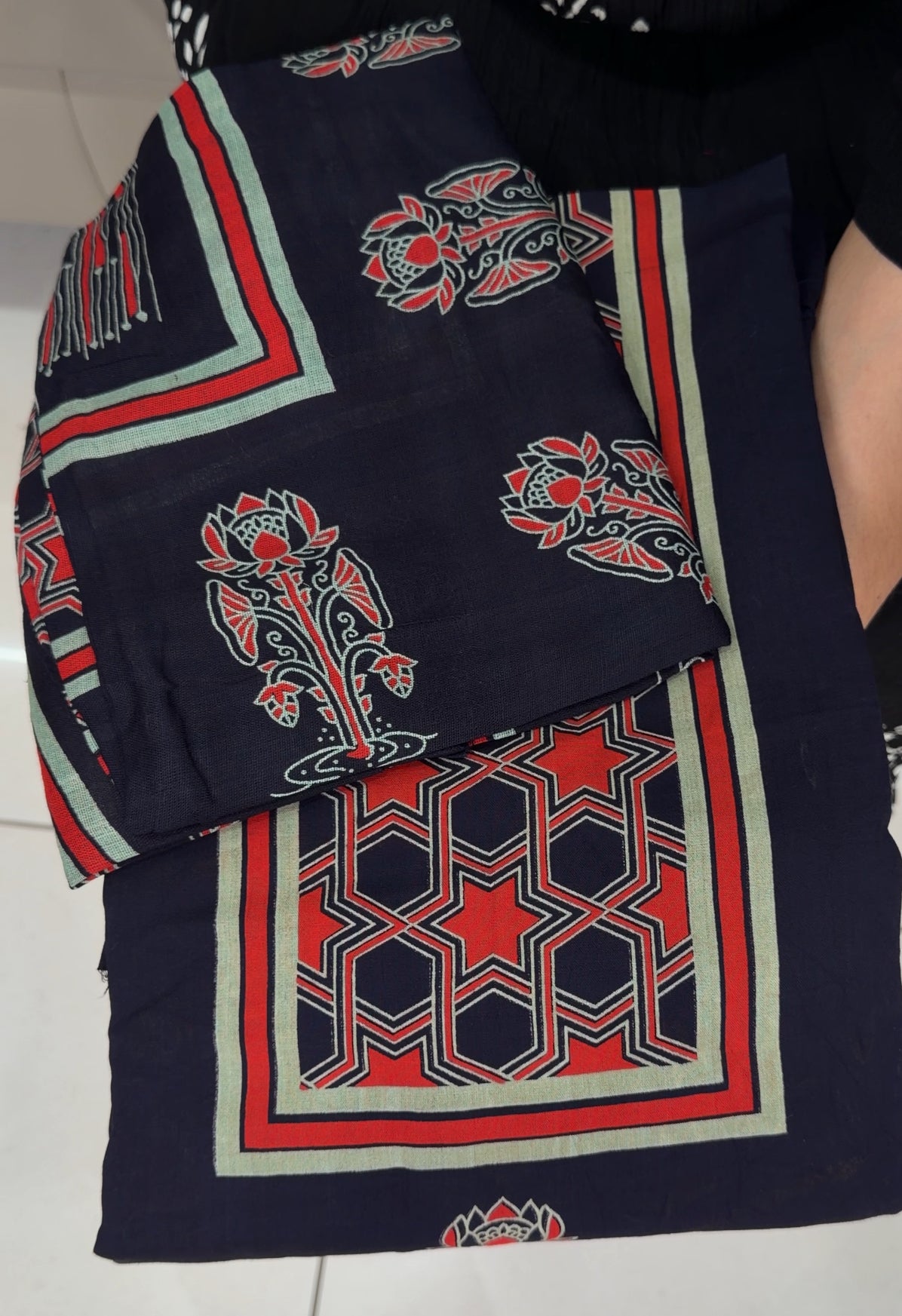 AJRAKH PRINTED UNSTITCHED SALWAR SUITS - IHA 29183