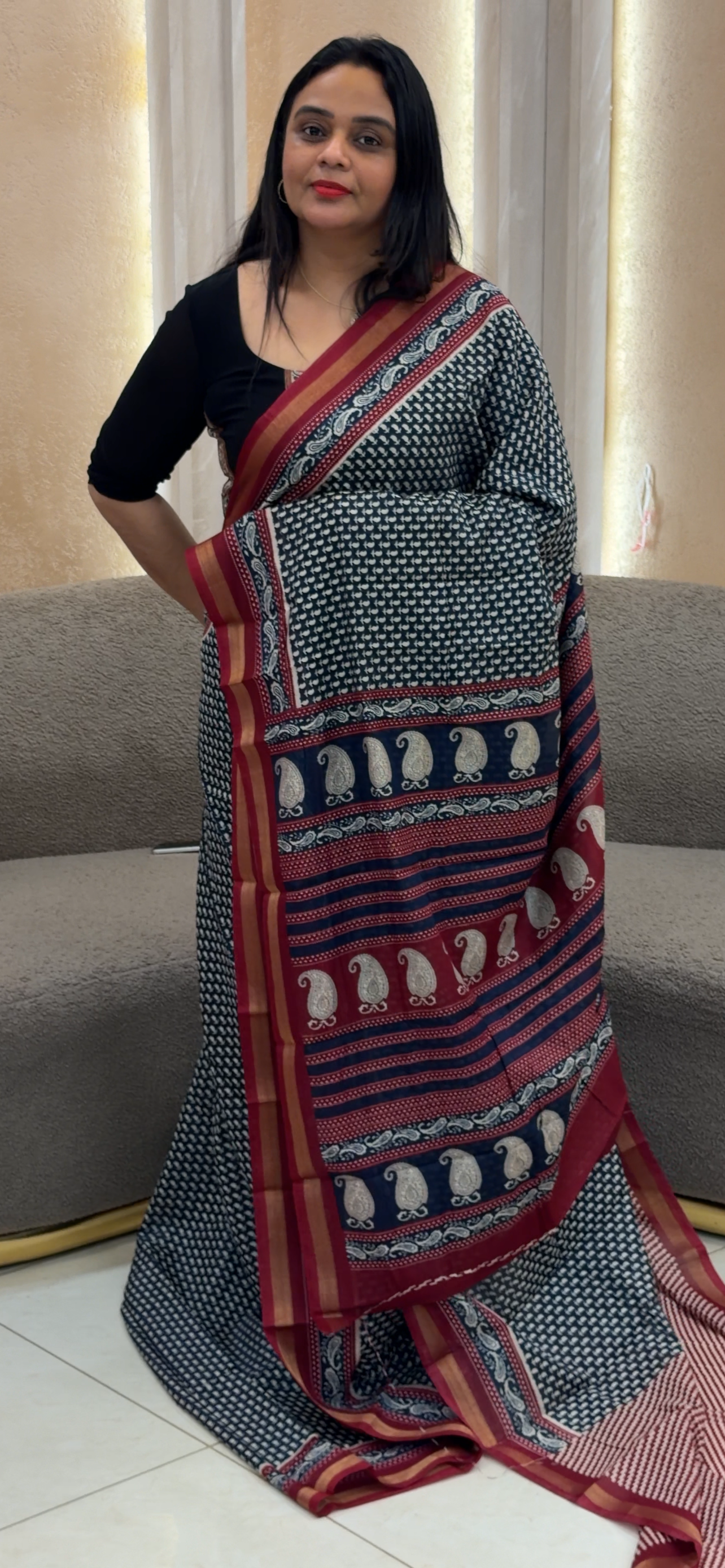 PRINTED CHANDERI  SAREES - IHA 33022
