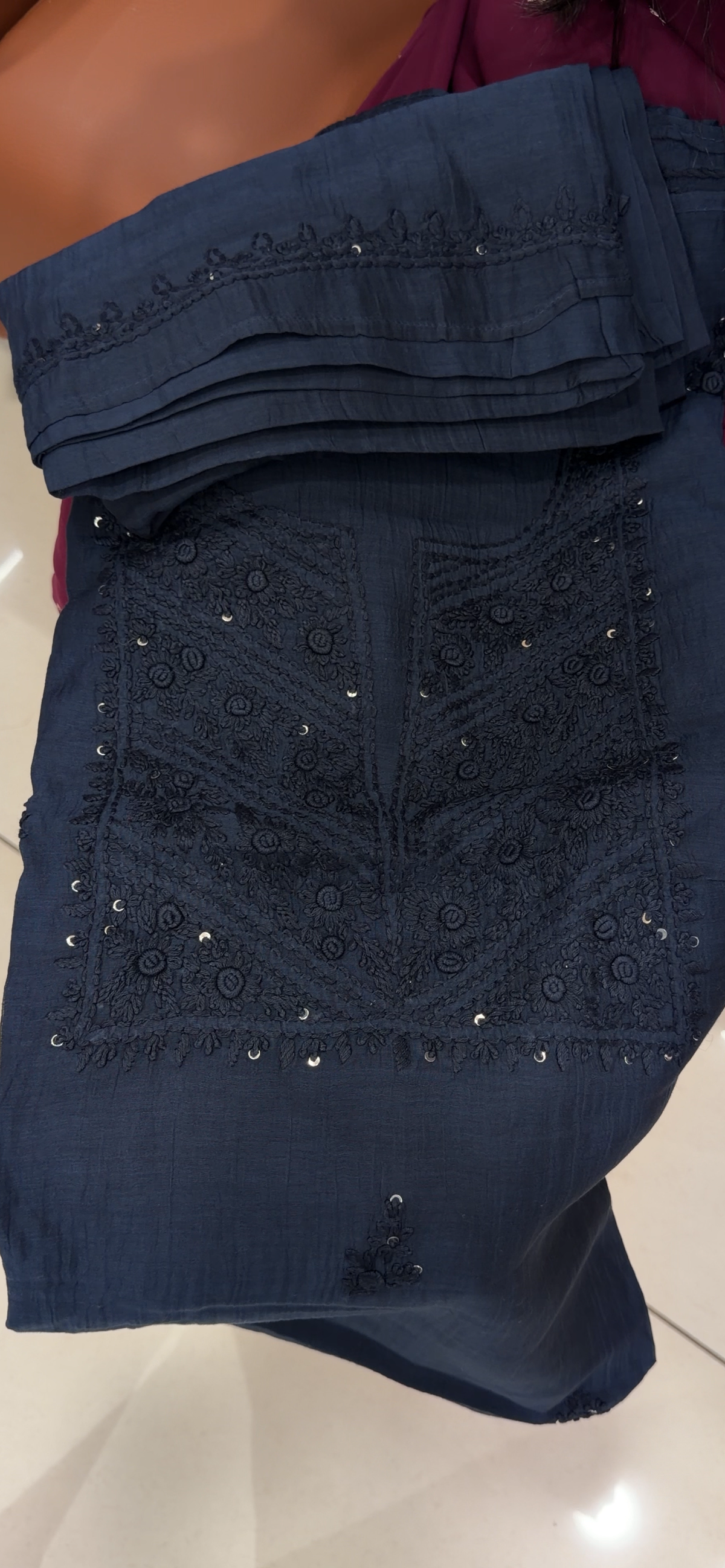 CHIKANKARI UNSTITCHED SALWAR SUITS - IHA 35802
