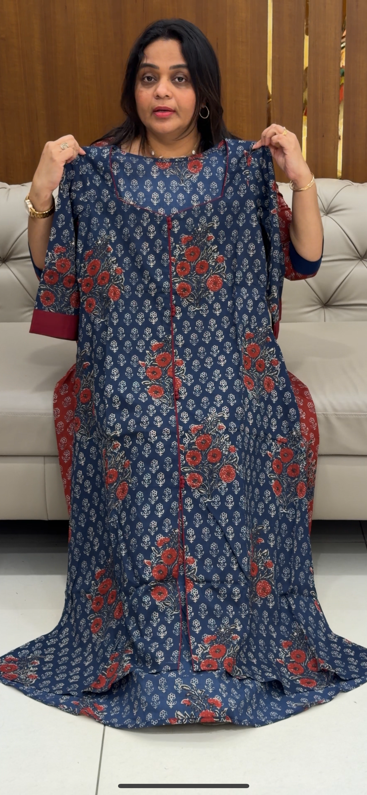 IHA'S IN-HOUSE AJRAKH A-LINE TOPS - IHA 28730